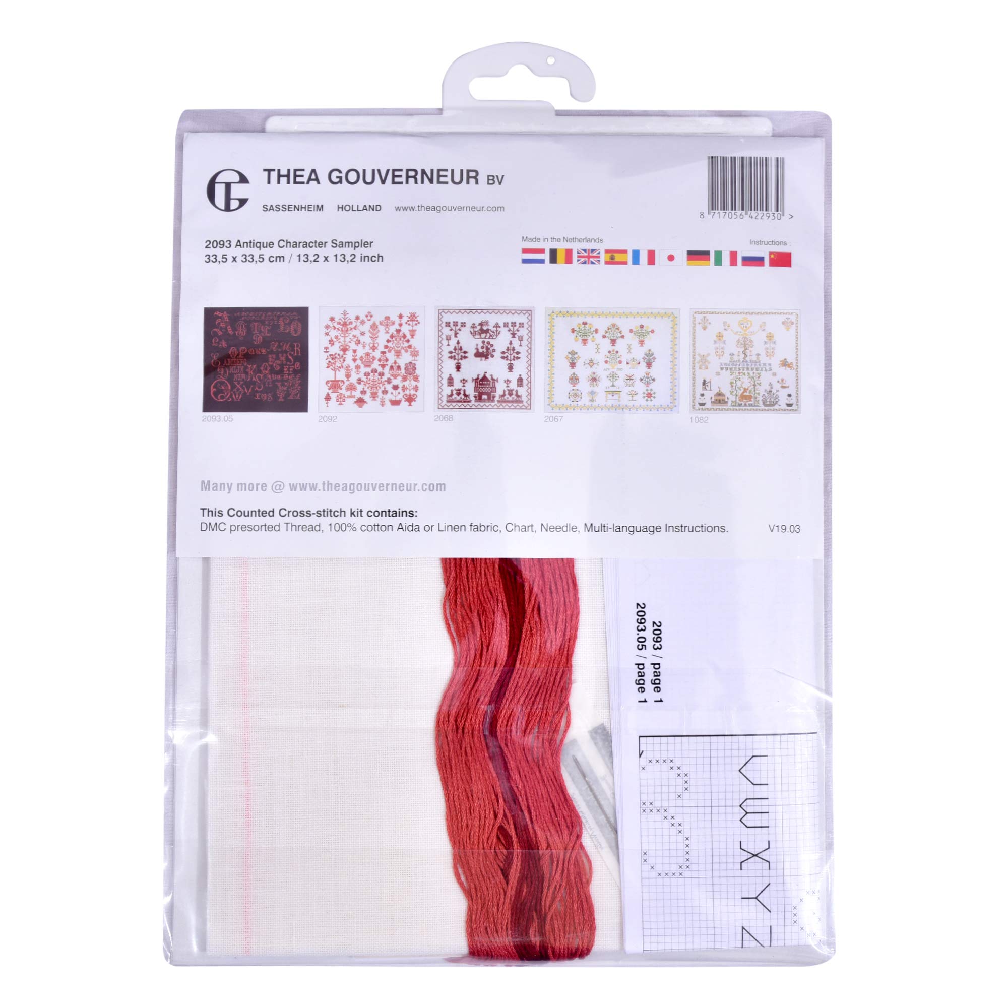 Thea Gouverneur Kit Point De Croix Compté – Échantillonneur Personnages Anciens Aida 18ct – DIY Broderie 34x34 Cm