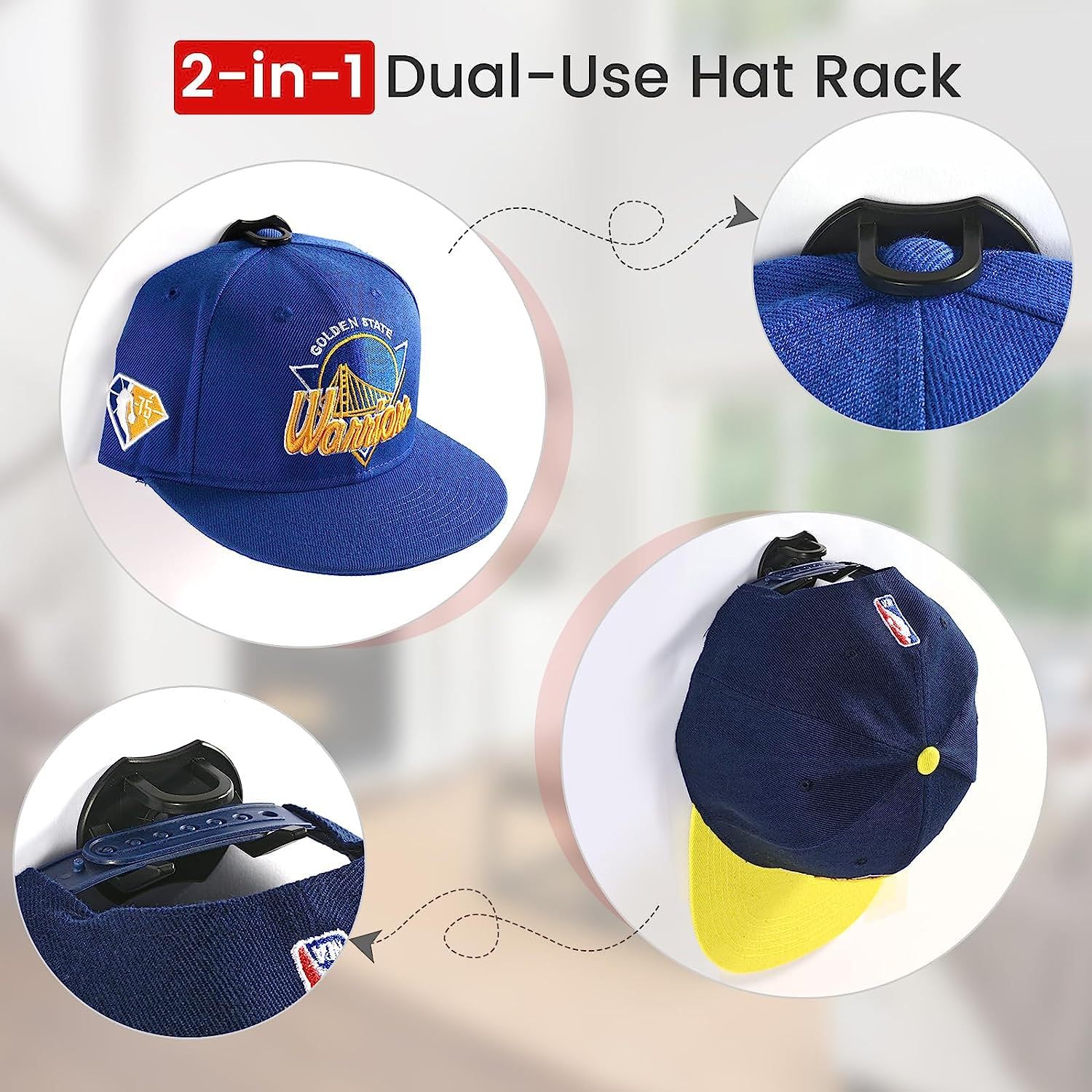PIQIUQIU 10 Ganci Autoadesivi da Parete per Cappelli, Display per Cappelli da Baseball, Porta Cappelli