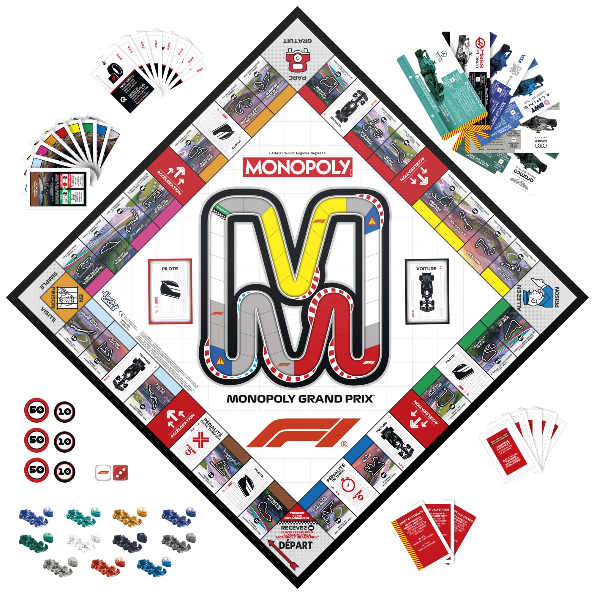 Monopoly F1, gra planszowa | Oficjalnie licencjonowana gra Formula 1 | Gra rodzinna dla dzieci, nastolatków i dorosłych | 2-6 graczy | 45 min. | od 8 lat