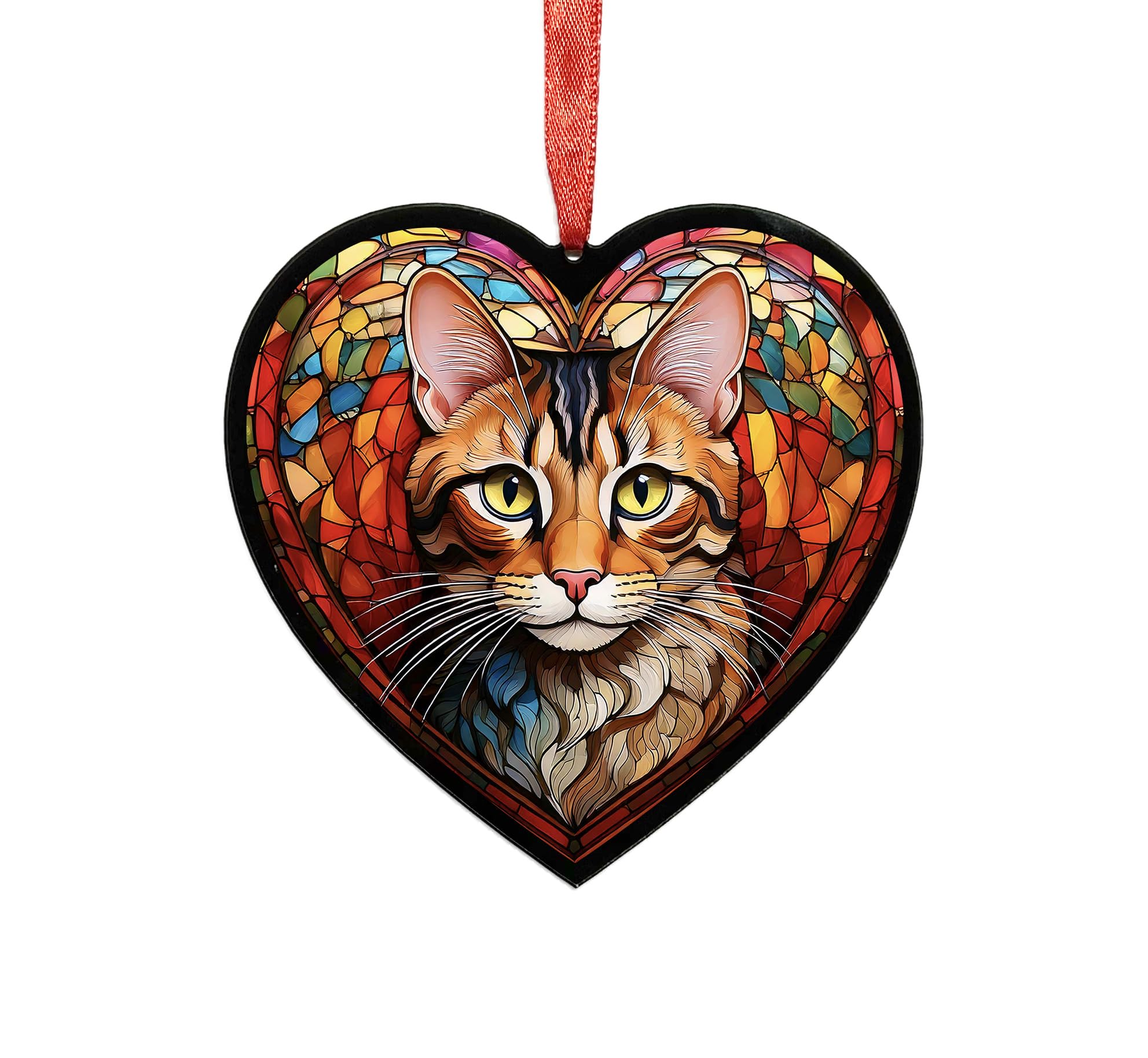 Bengal Cat Heart Suncatcher - Memorial or Gift for Cat Lovers - 19cm