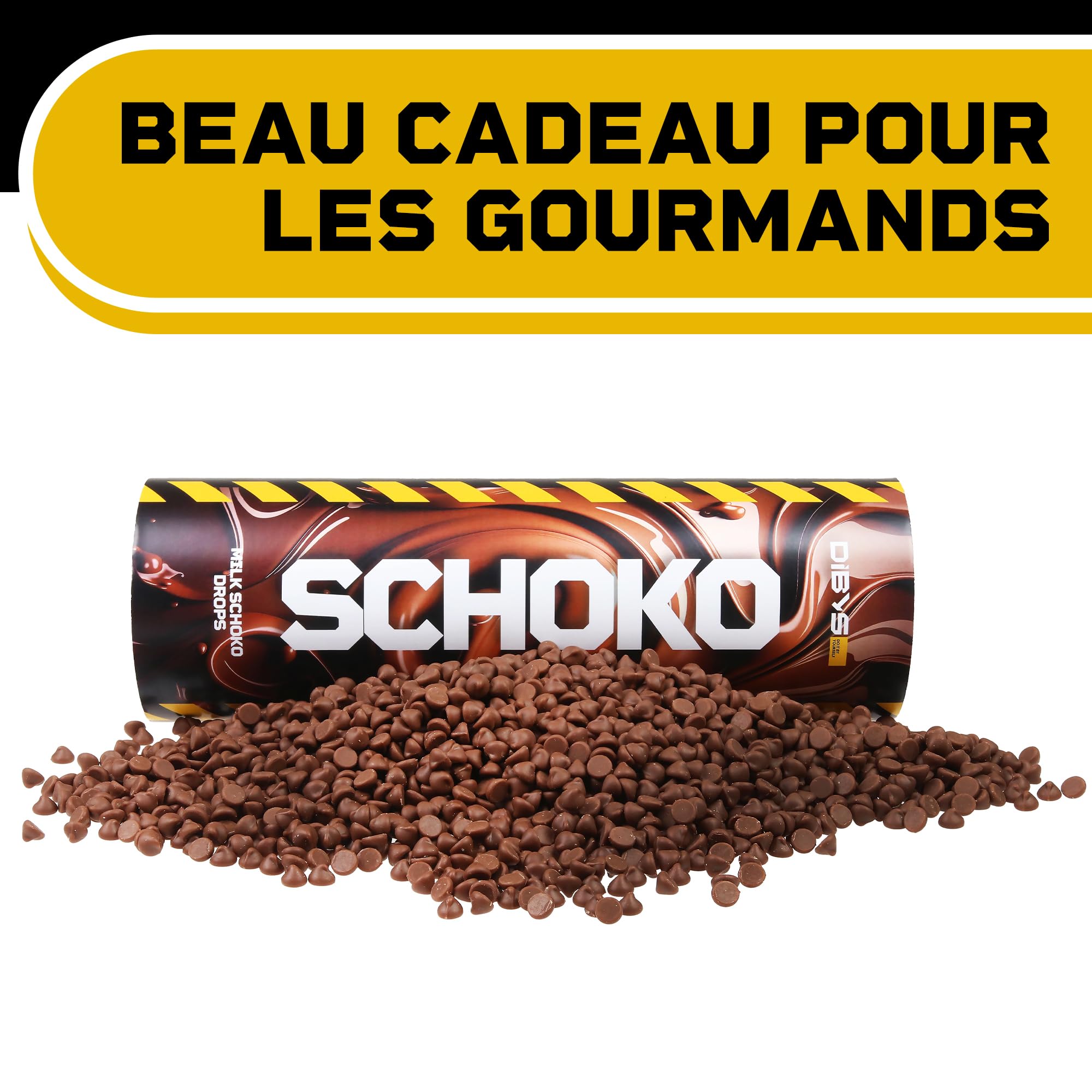 DIBYS Pépites de chocolat au lait 900 g | Chocolat belge pour fontaine à chocolat, fondue et couverture | Gouttes de chocolat idéales pour fondre | Pastilles dans une élégante boîte cadeau