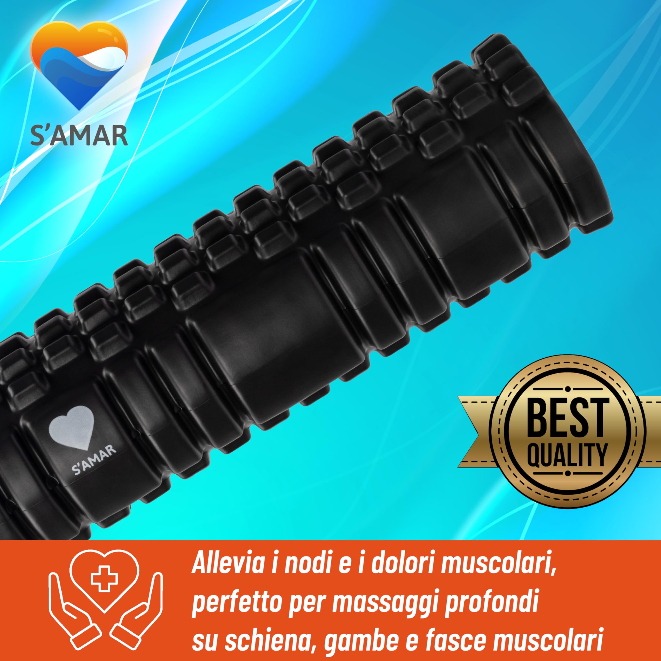 Rullo Massaggio Muscolare – Foam roller pilates in EVA ad Alta Densità - Rullo per allenamento muscolare