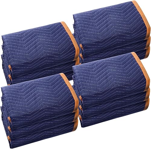 Miniatura 12 de VEVOR Mantas móviles, 80 x 72 pulgadas, peso de 35 libras/dz, 12 paquetes, manta de embalaje profesional de algodón no tejido y reciclado