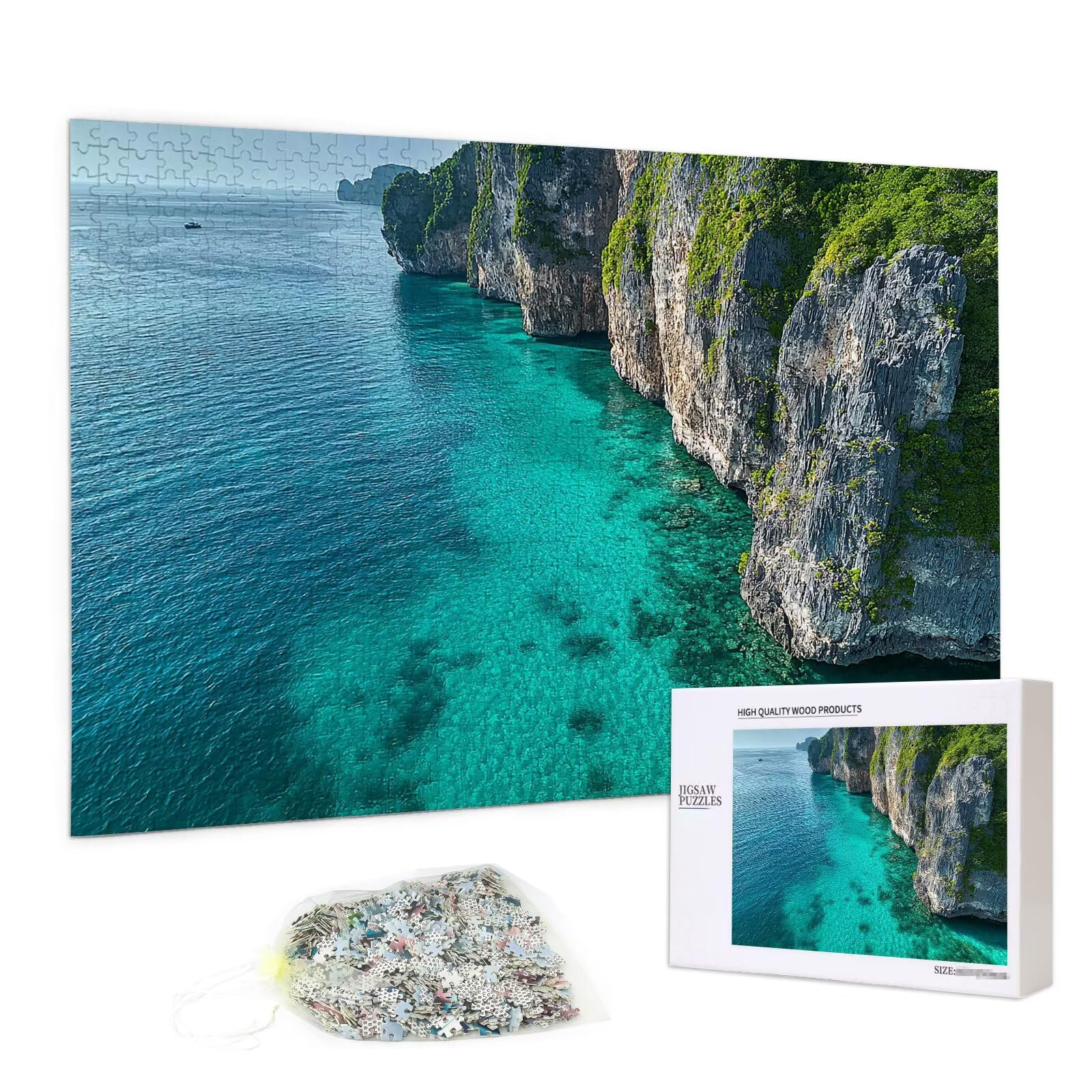 Puzzle 2000 elementów dla dorosłych, puzzle oceanu dla dorosłych, duże drewniane puzzle z pudełkiem prezentowym, gra koncentracyjna dla dorosłych, 2000 elementów puzzli do dekoracji ścian domu