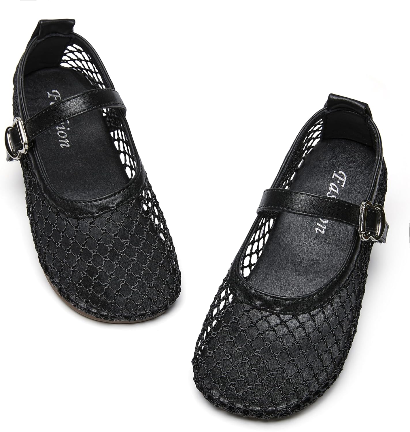 Girls Mary Jane Dress Shoes Mesh Ballet Flats Buckle Strap Comfy Casual Fishnet Ballerina Flat Shoes, Toddler or Kids