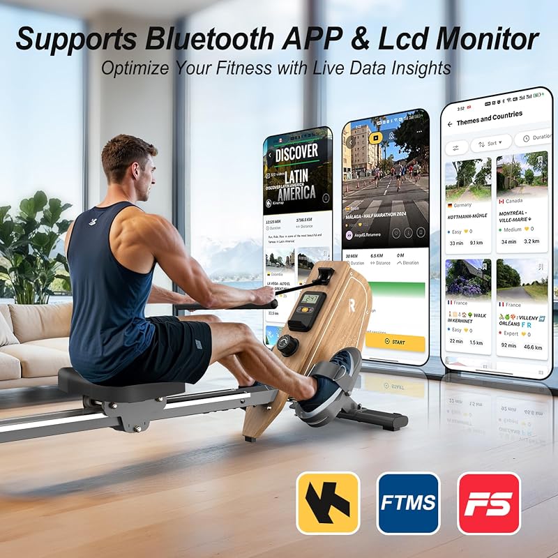 VOWVIT OR3 Mágneses Evezőgép Bluetooth Monitorral, 16 Fokozat, 160kg Terhelhetőség