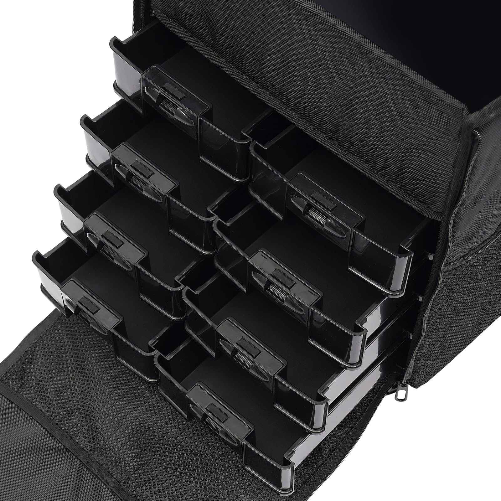 Make up Koffer, Schwarz Kosmetikkoffer groß mit schubladen | Multifunktional Kosmetik Trolley Reisetrolley Makeup Friseurkoffer Beauty Case Schminkkoffer