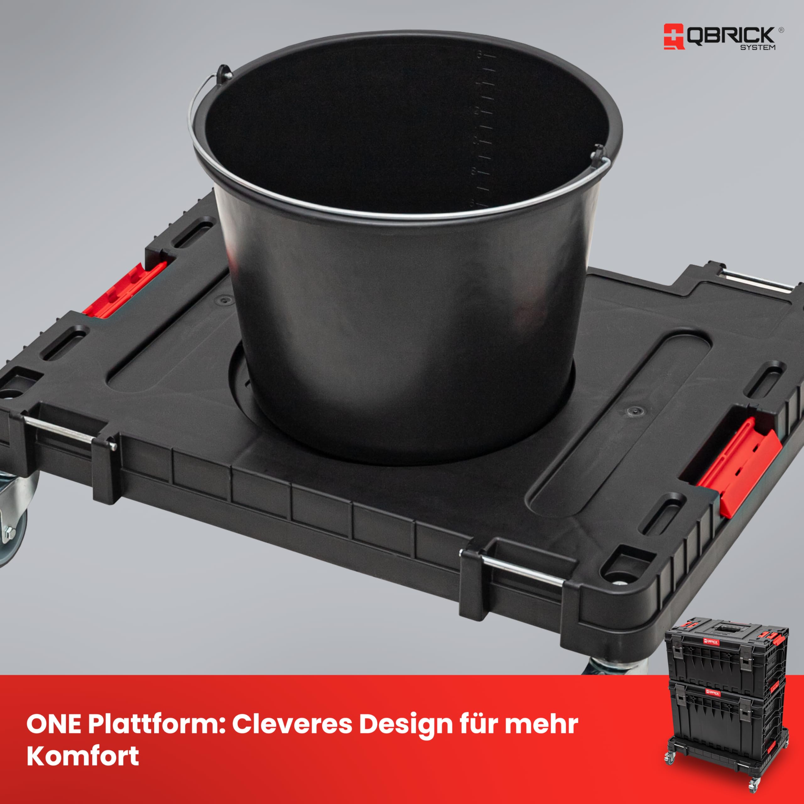 Qbrick System Transportroller One Transport Platform Workshop Black Rollbrett für Werkstatt Garage Werkstatteinrichtung Robust 120 kg Belastbar Modular