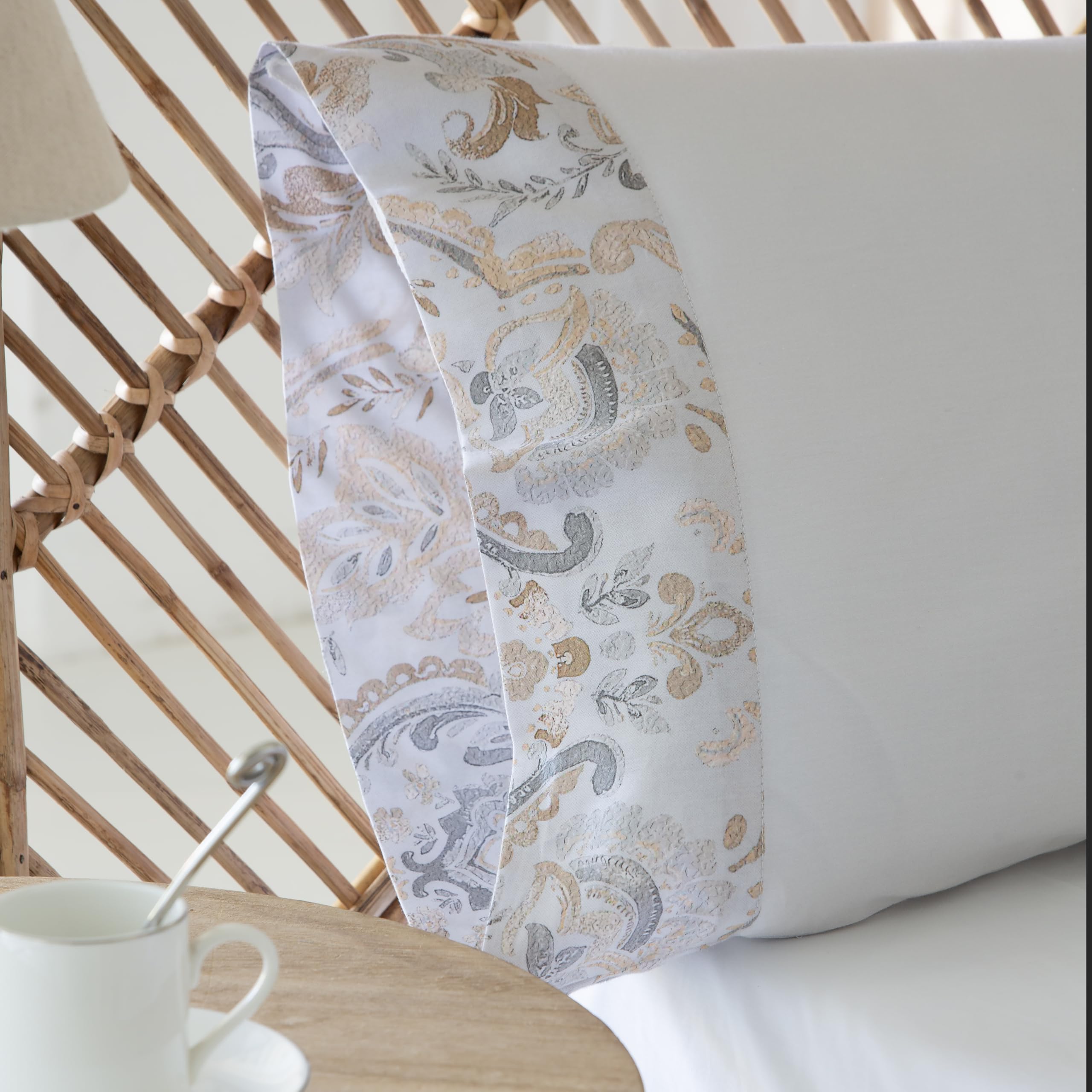 COTTON ARTean Funda Nórdica Cama 150 SATÉN ALGODÓN 200 Hilos CARES Funda edredón 240x220 + 2 Fundas de Almohada Cierre Botones