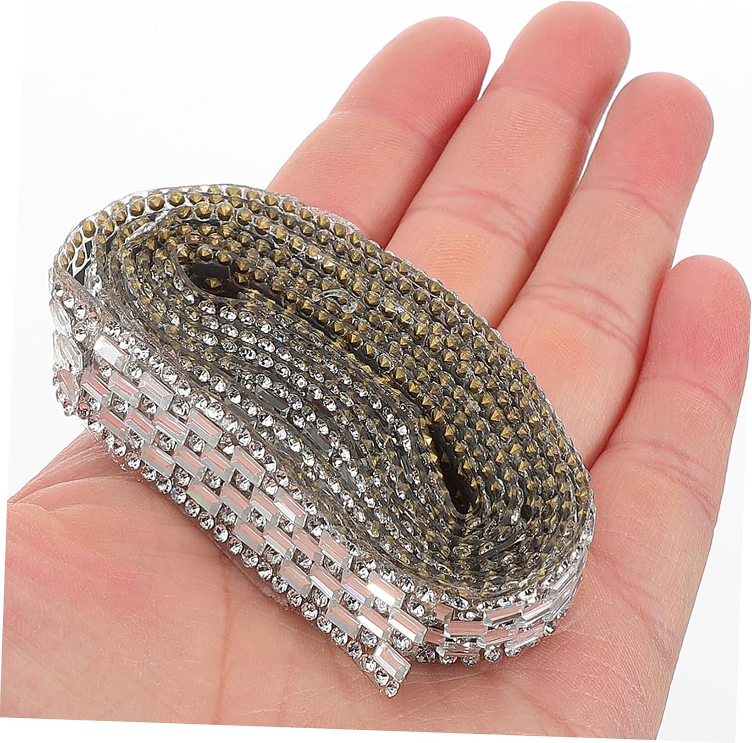DIY Rhinestone Strips Iron Decor Rhinestone Ribbon for Crafts Adhesive Backing Belts Decorative Packing Ribbons