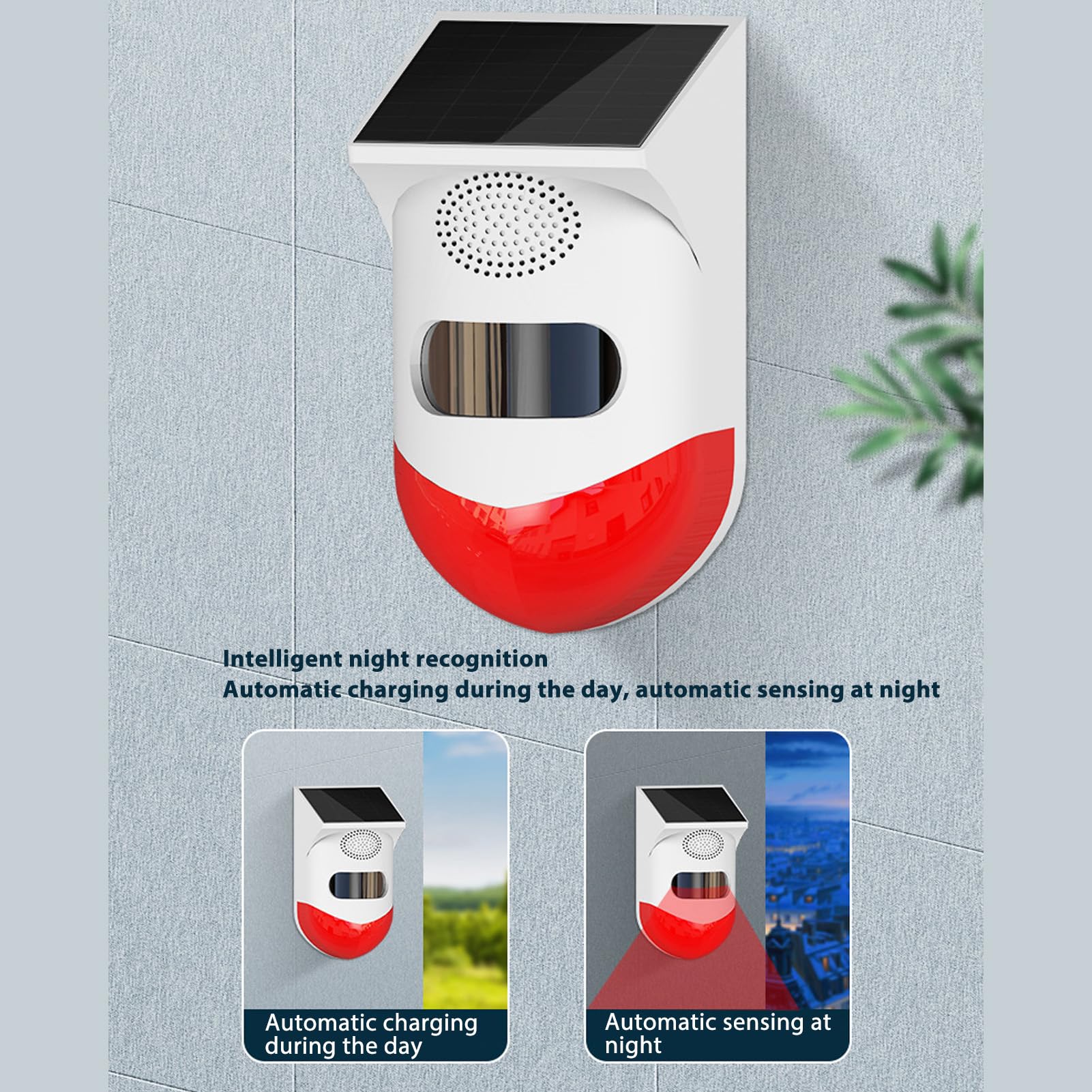 Sensore di Movimento Antifurto con Luce Stroboscopica Solare Impermeabile 120 DB per Villa e Garage Design Durevole