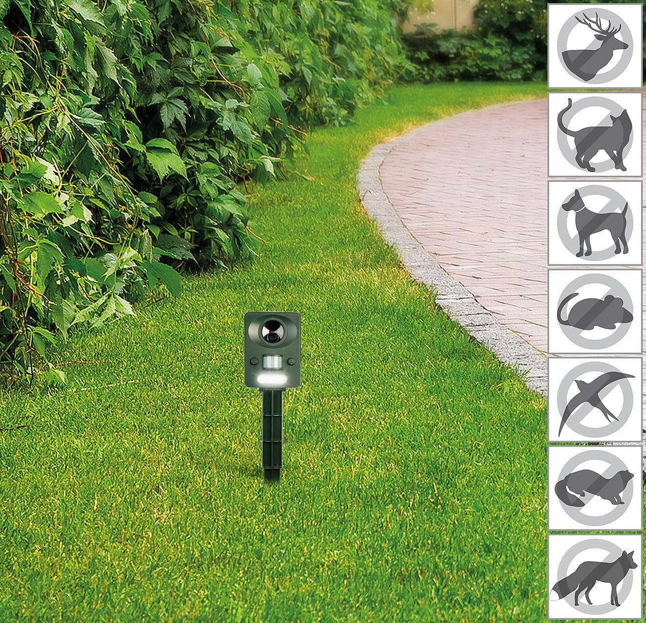 Exbuster Rattenabwehr: 4er-Set Ultraschall-Solar-USB-Tierschreck mit Blitzlicht & PIR-Sensor (Elektrischer Katzenschreck, Solar-Ultraschall-Tierabwehr, Hund)