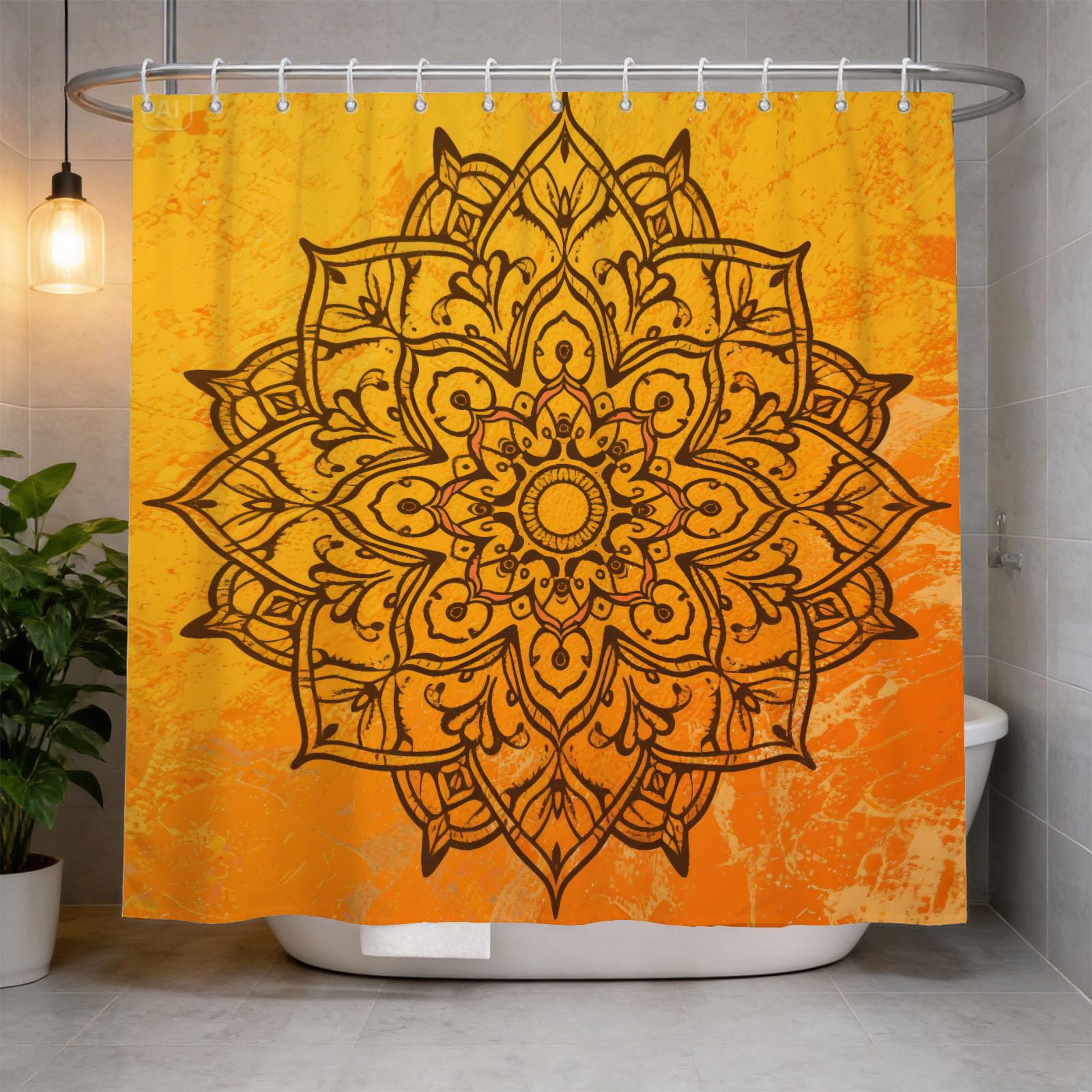 Hongduo 3D Mandala Pattern Shower Curtain for Stalls Bathtubs Mysterious Art Bathroom Decor Shower Curtain Set Polyester Fabric Waterproof 200x200cm/79X79 Inch with Hooks