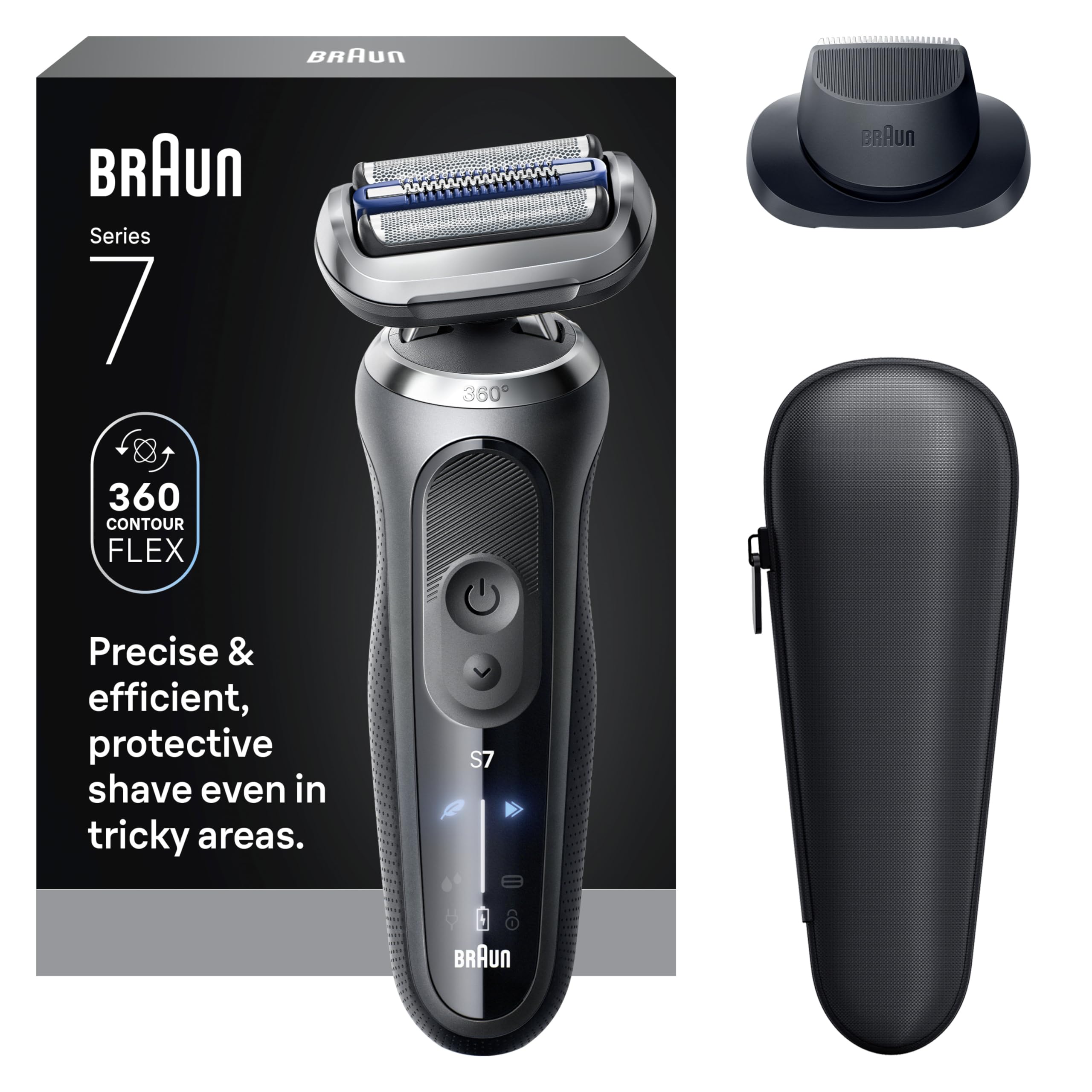 Electric Shaver for Men, Series 7 7120s, Wet & Dry Shave, Turbo & Gentle Shaving Modes, Waterproof Foil Shaver, with Precision Trimmer, Space Grey