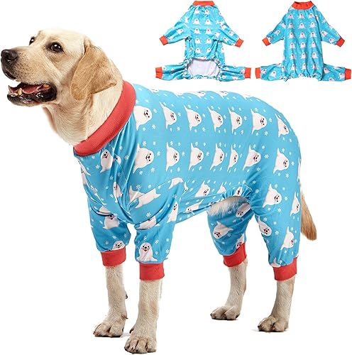 Miniatura 8 de LovinPet Enterizo para perros grandes pijama para perros grandes, poscirugíacuidado de heridas, tela elástica ligera, estampado negro interestelar,