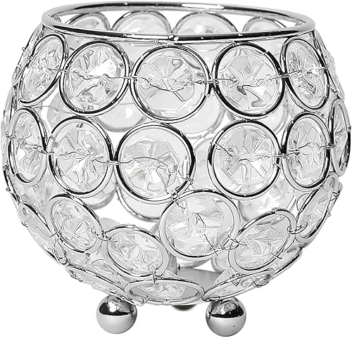 Miniatura 6 de Elegant Designs HG1006-CHR Elipse - Portavelas de cristal circular, florero, centro de mesa de boda, regalo, 4.25 pulgadas, cromado (paquete de 2)