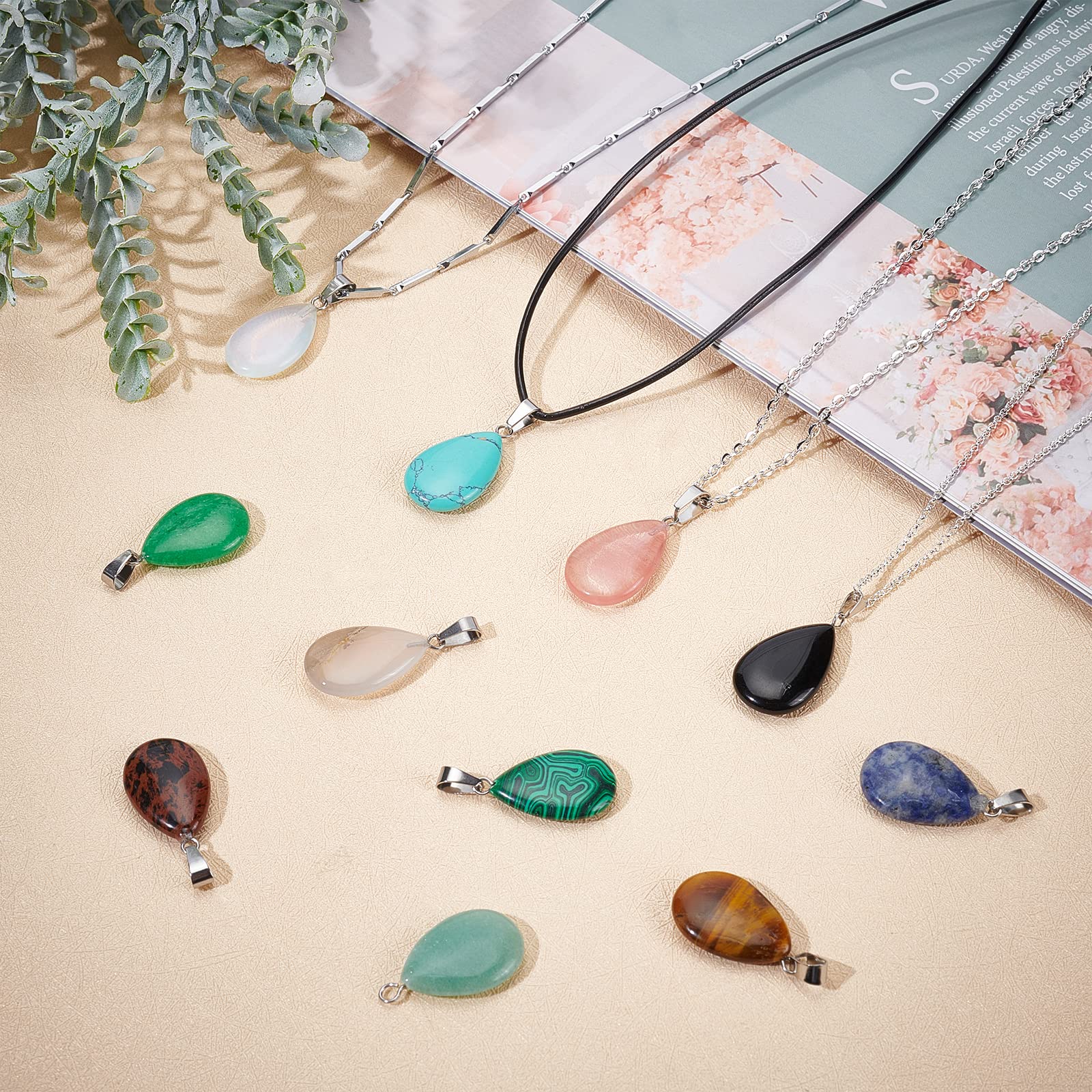 SUNNYCLUE Gemstone Pendants Natural Energy Healing Crystal Mixed Gemstone Charms Colorful Chakra Beads for DIY Jewelry Making Crafts Supplies