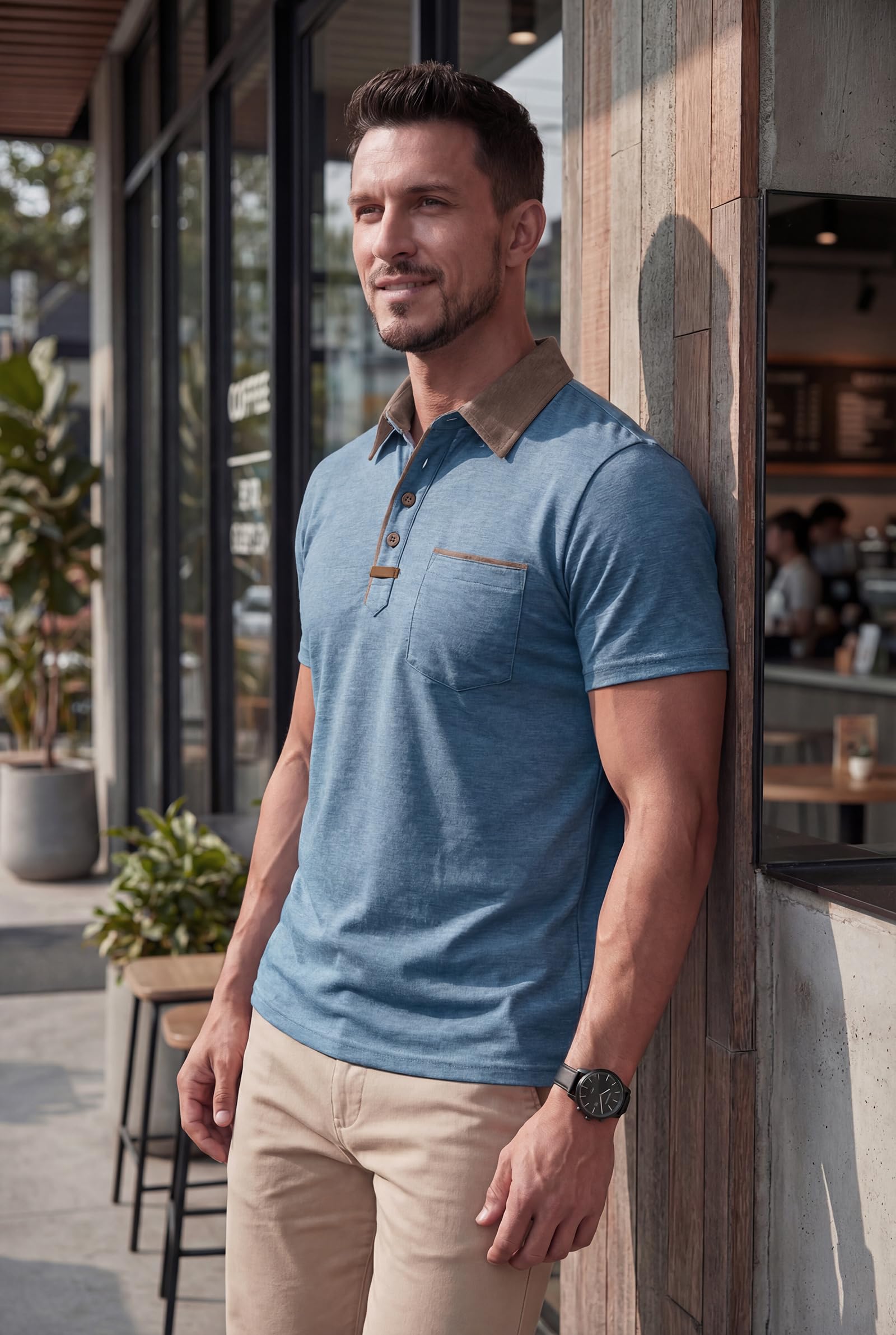 PRIVIMIX Polo Homme Manches Courtes avec Poche, Été Golf Tee Shirt pour Travail et Sport, M-3XL
