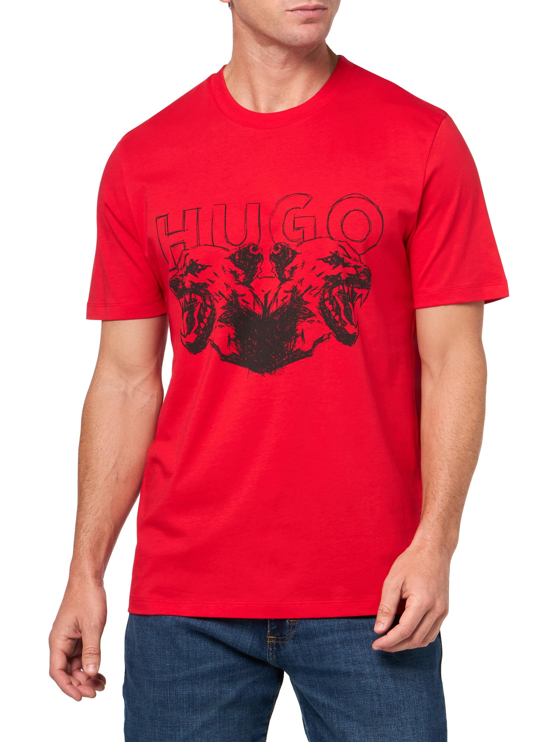 Hugo Men's Big Logo Wolf Graphic T-Shirt Large Candy Apple