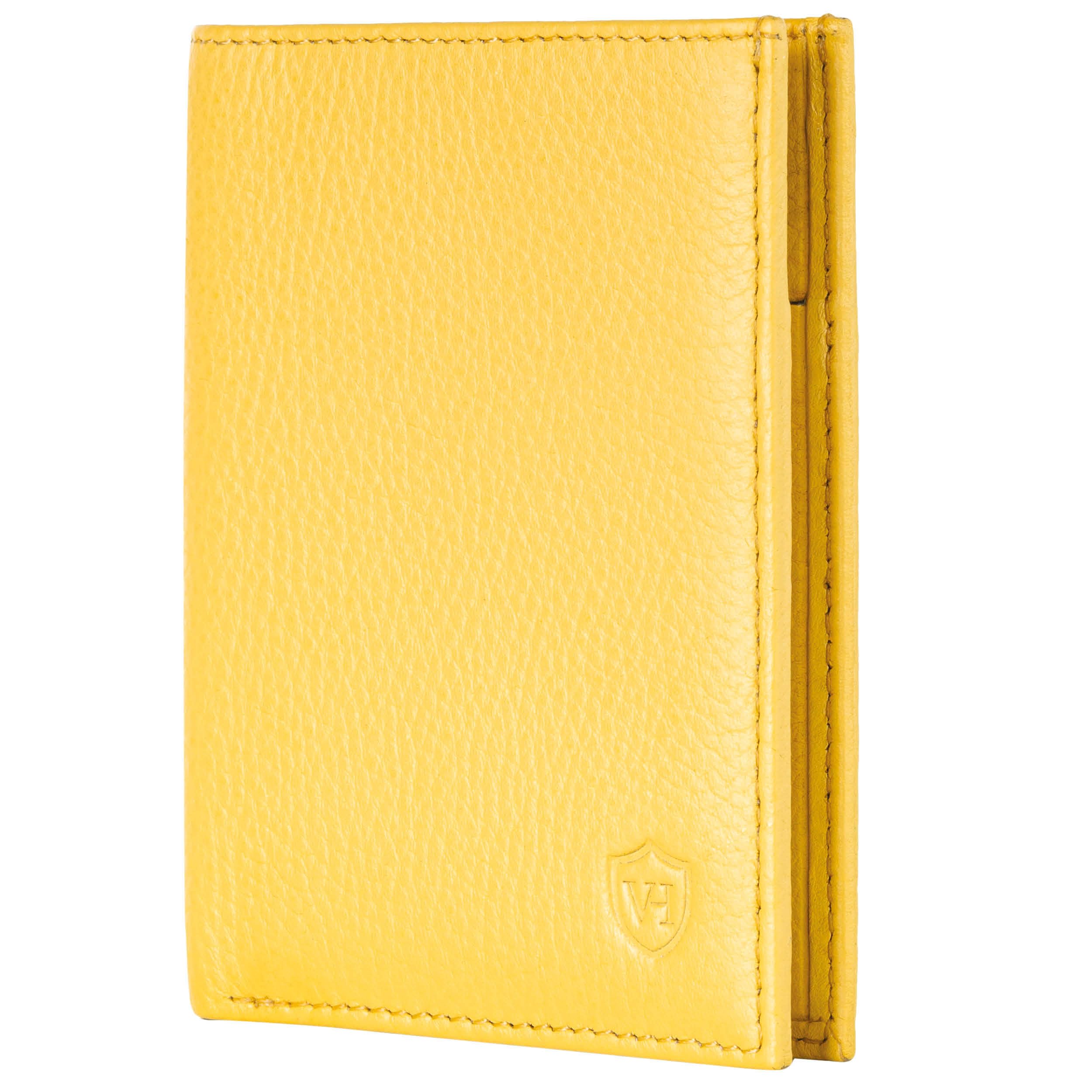 VON HEESEN Leder Geldbörse Herren mit Münzfach & RFID Schutz I Echtleder Geldbeutel für Männer & Damen I Portemonnaie Brieftasche Wallet Portmonee (Gelb, MIT MÜNZFACH)