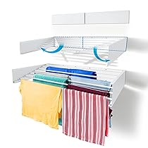 Step Up – Stendibiancheria da parete, retrattile, pieghevole, per interni o esterni, salvaspazio, design compatto ed elegante (120 cm, bianco)