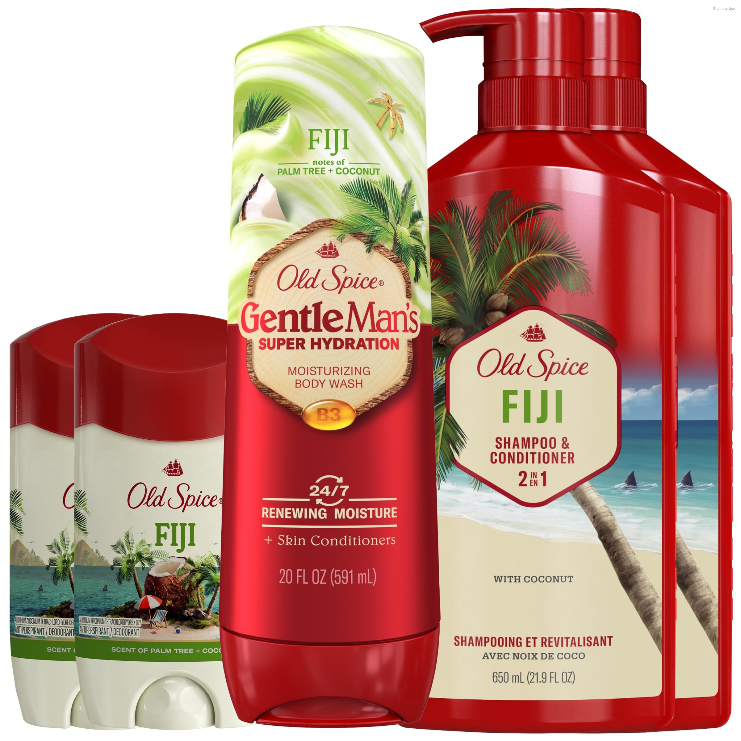 Old Spice Fiji Fresher Bundle for Men Antiperspirant Deodorant Twin Pack 2-in-1 Shampoo Conditioner Twin Pack Super Hydration