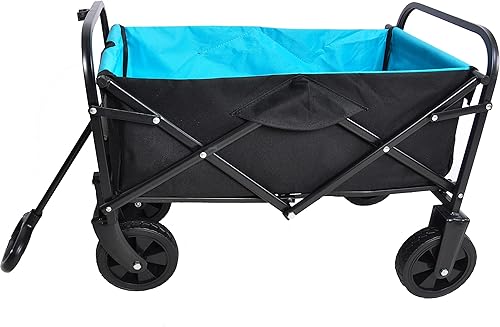 Folding cart That Does not Need to be Assembled Station Wagon, Grocery cart (Black+Blue Mini cart)