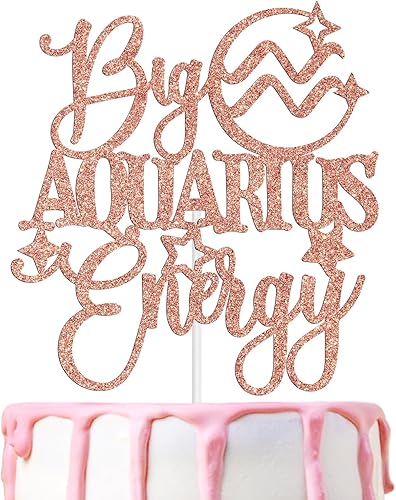 Big Aquarius Energy Cake Topper, feliz cumpleaños Acuario en enerofebrero, temporada de acuario, 12 constelaciones del zodiaco, suministros de