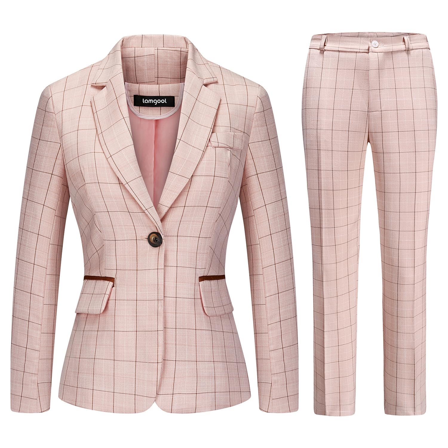 Lamgool Women's 2 Piece Plaid Suit
