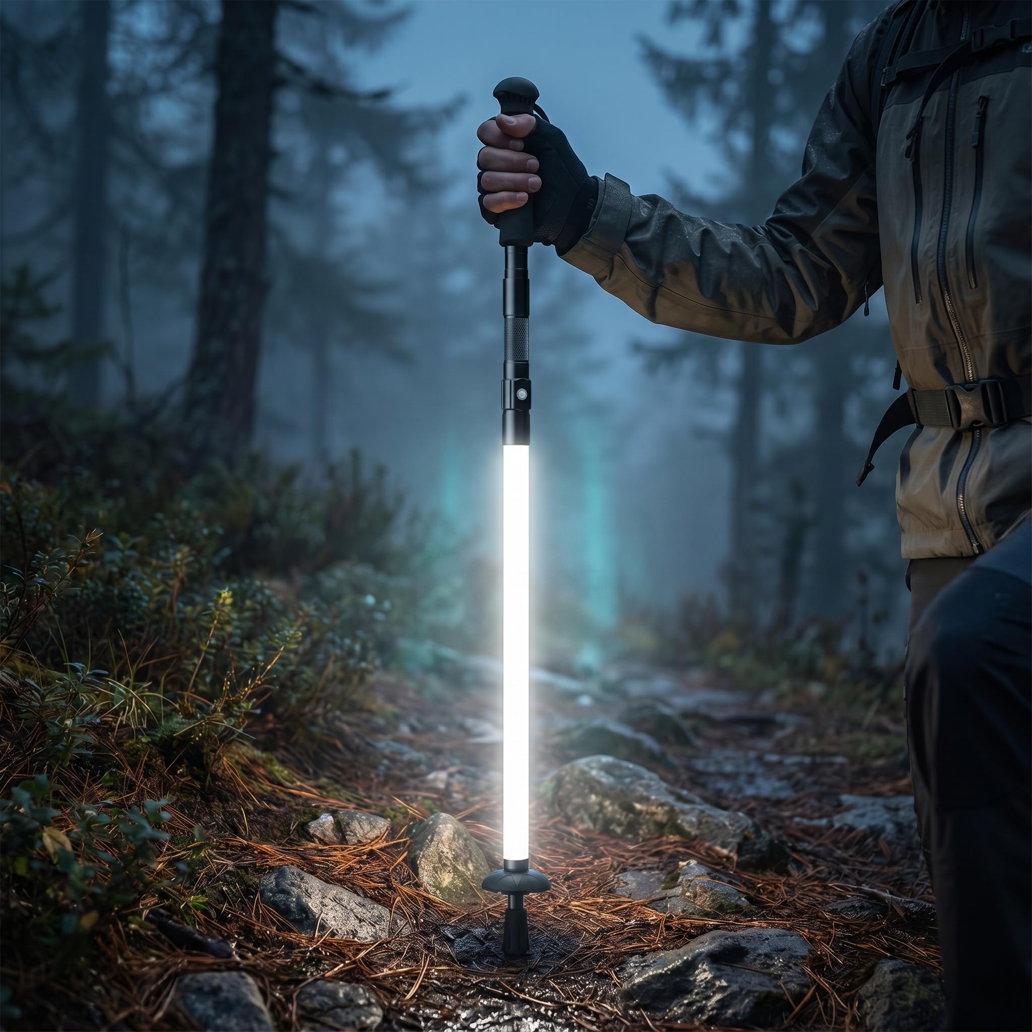 Leuchtende Taktische TrekkingstöCke – Leichte, Faltbare Led-WanderstöCke, 112cm/136cm/160cm Walking StöCke Aus Robustem Pc-Material Und Sind Bruchsicher, FüR Outdoor Wandern Camping