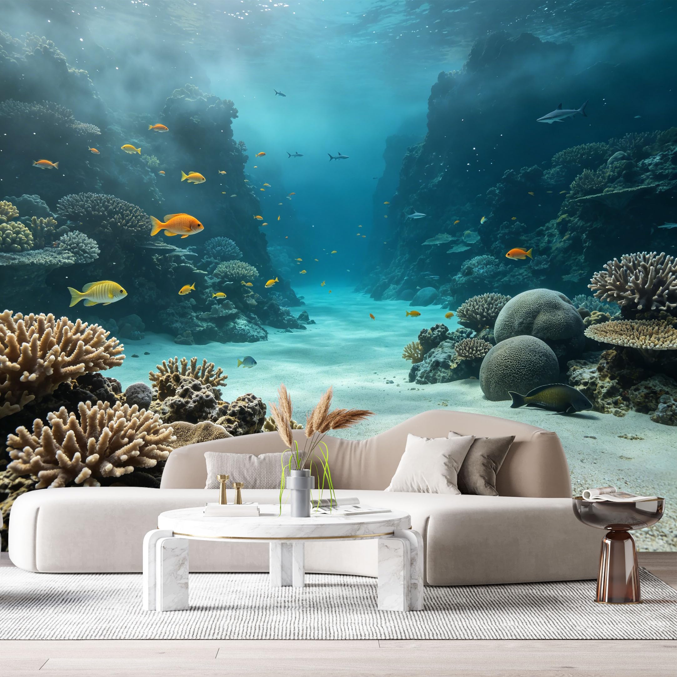 Custom Size Wall Murals Ocean Marine Tropical Reef Underwater Scene 3D SelfAdhesiveWall Fabric Removable Wallpaper Wall Decor for Living Room Bedroom Bathroom