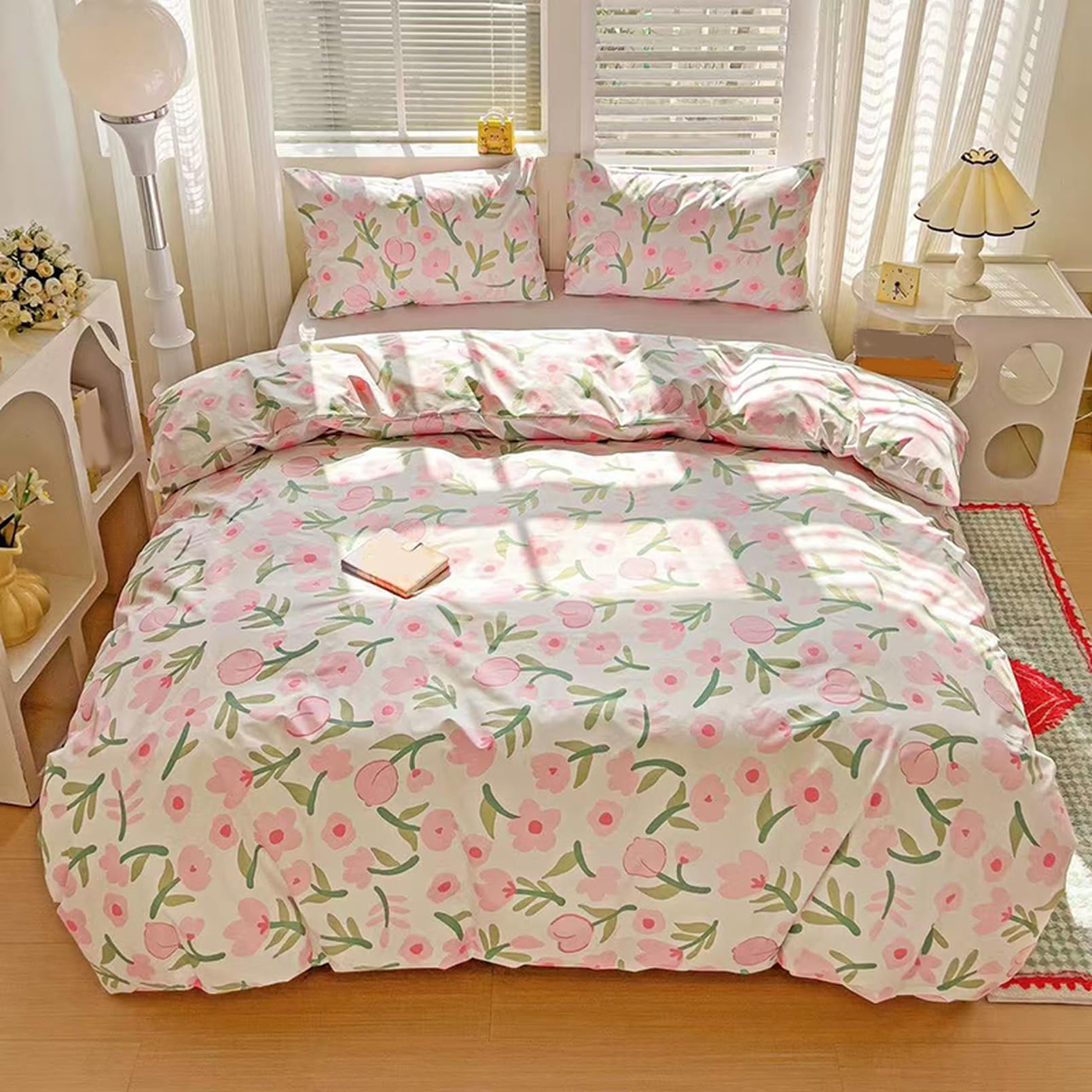 Amazon｜布団カバー 3点セット シングル 可愛い ピンク フリル付き