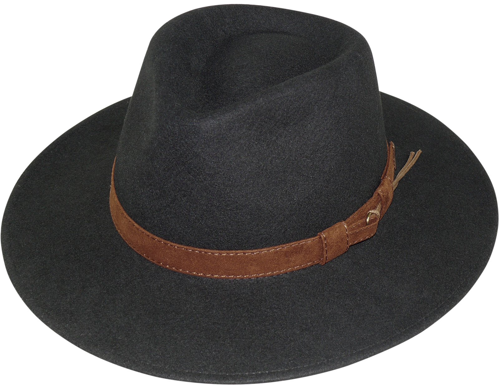 Harrys-Collection, Cappello a tesa larga, pieghevole, con ampia fascia marrone di tessuto, disponibile in 3 colori