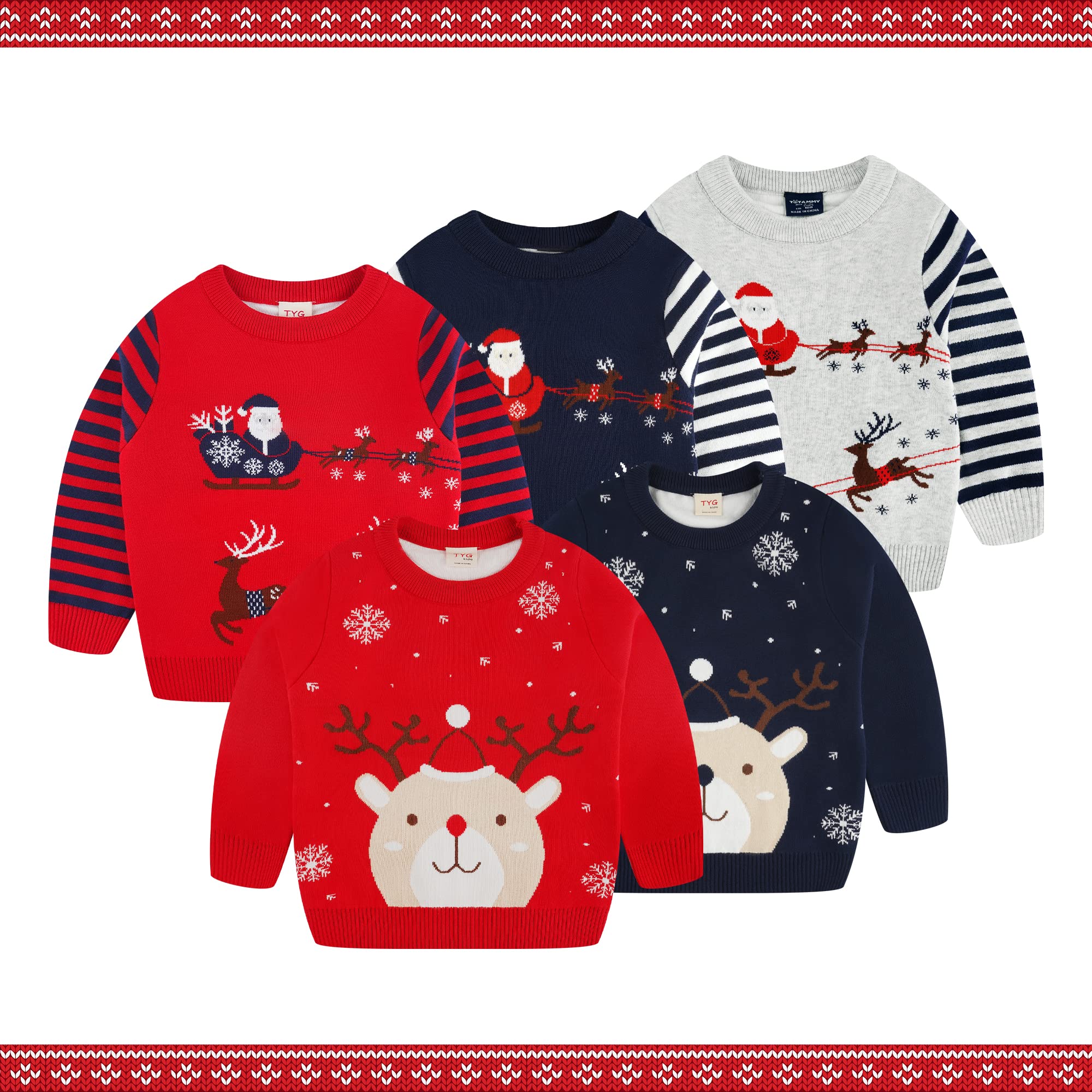 Jersey Navidad Manga Larga Pull-Over para Niños 2-6 Años