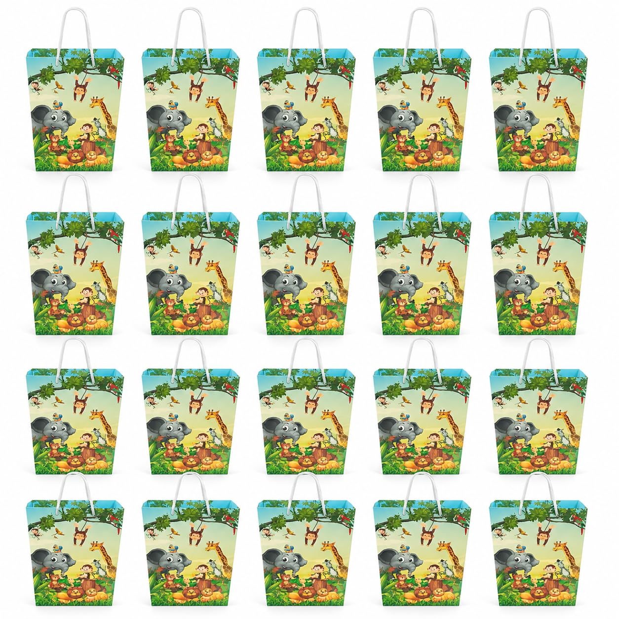 Premium Jungle Animal Theme Paper Bags | Set of 20 | Goody Bags for Birthday Return Gifts | Paper Bags for Putting Small Gifts for Kids-image-23
