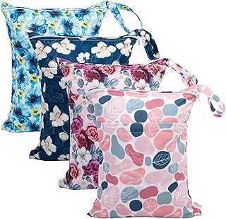 Babygoal Wet Dry Bags for Baby Cloth Diapers, Washable Travel Bags, Beach, Pool, Gym Bag for Swimsuits & Wet Clothes with Two Zippered Pockets 4 Pack, 4LN14-picture-11