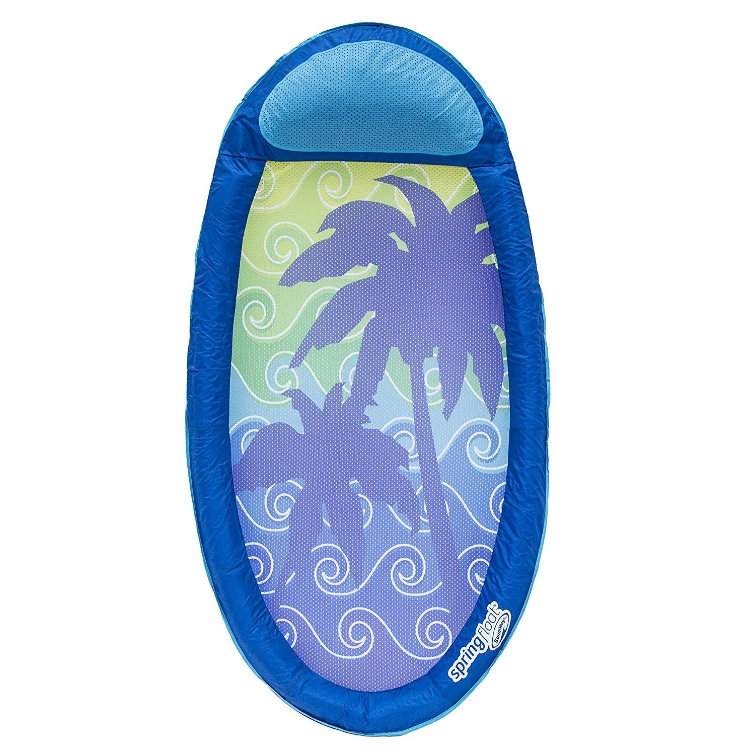 Swimways Original Spring Float Pool Lounger, Blue Palms