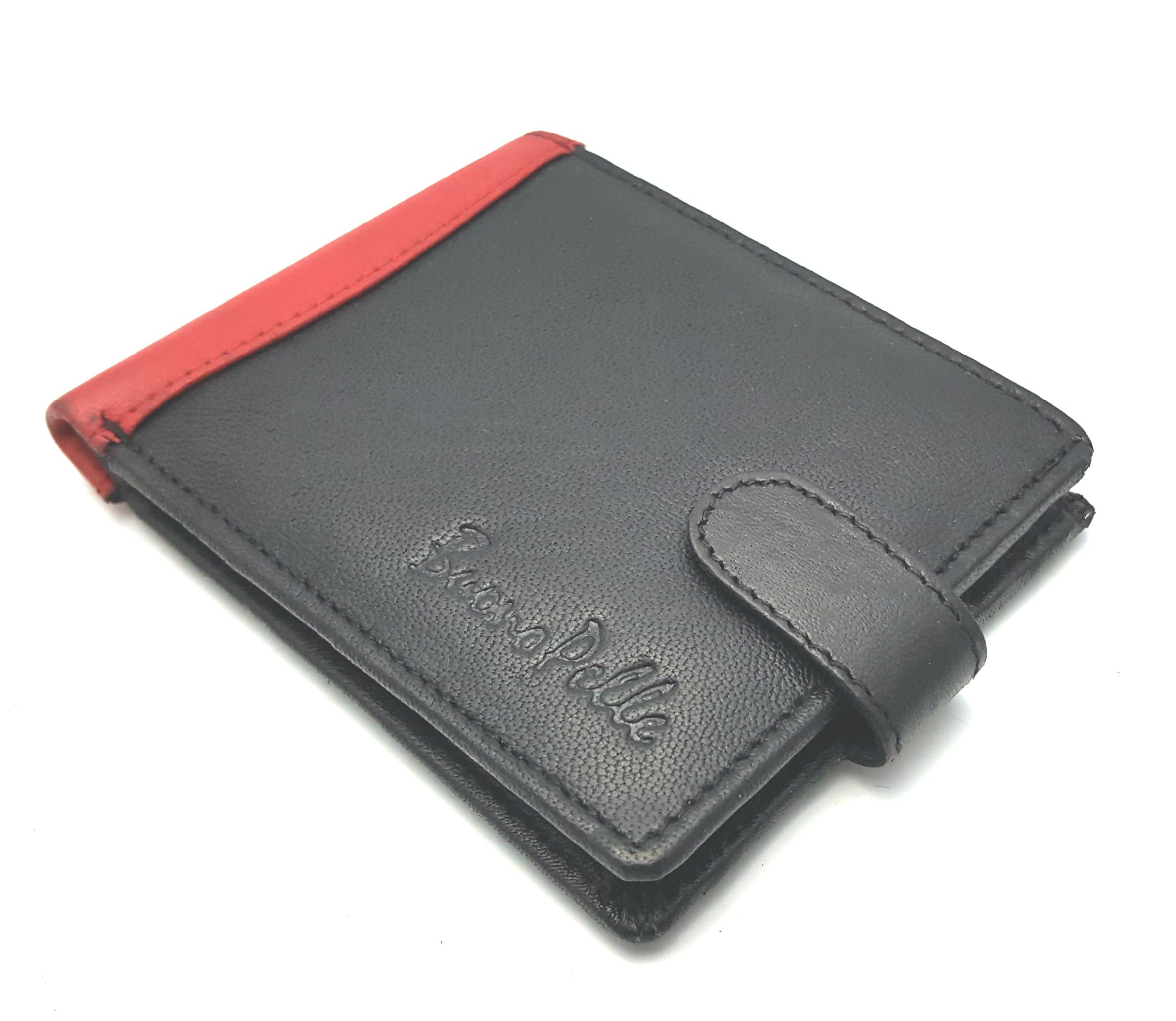 Buono PelleMens Bifold Coin Leather Wallet Black, Black, M, Card Holder