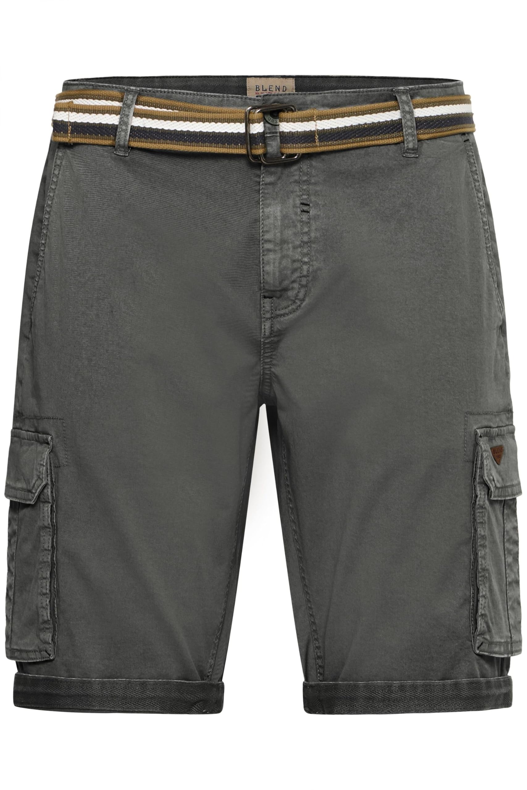 Blend BHBrian Herren Cargo Shorts Bermuda Kurze Hose mit Gürtel Cargotaschen Eingriffstaschen Gesäßtaschen Baumwollmischung Regular fit