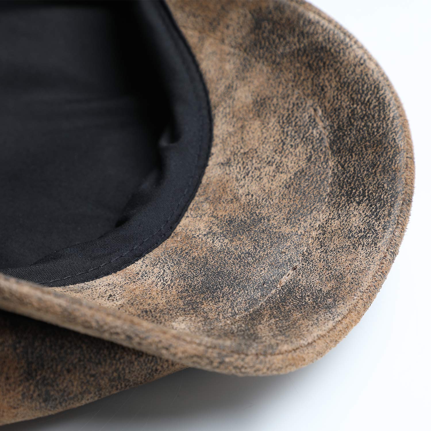 fiebig 8-Panel Berretto in Pelle per Uomo e Donna | Bakerboy cap con Fodera per Tutto L'Anno | Cappello con Visiera