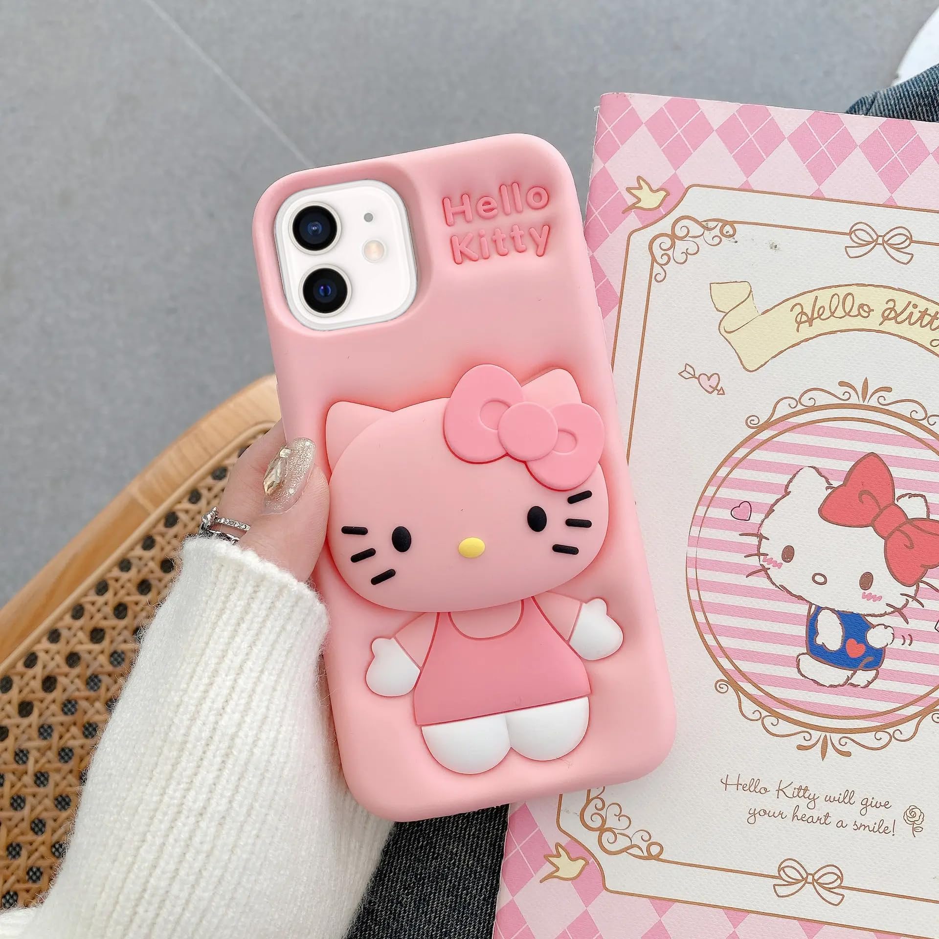 MIDOS Back Cover Compatible With iPhone 12 Soft Silicone 3D Cute Cartoon With Holder Full Protective Case For iPhone 12 (Kitty Case),Pink (B0CVTZ354K) Amazon Price History, Amazon Price Tracker