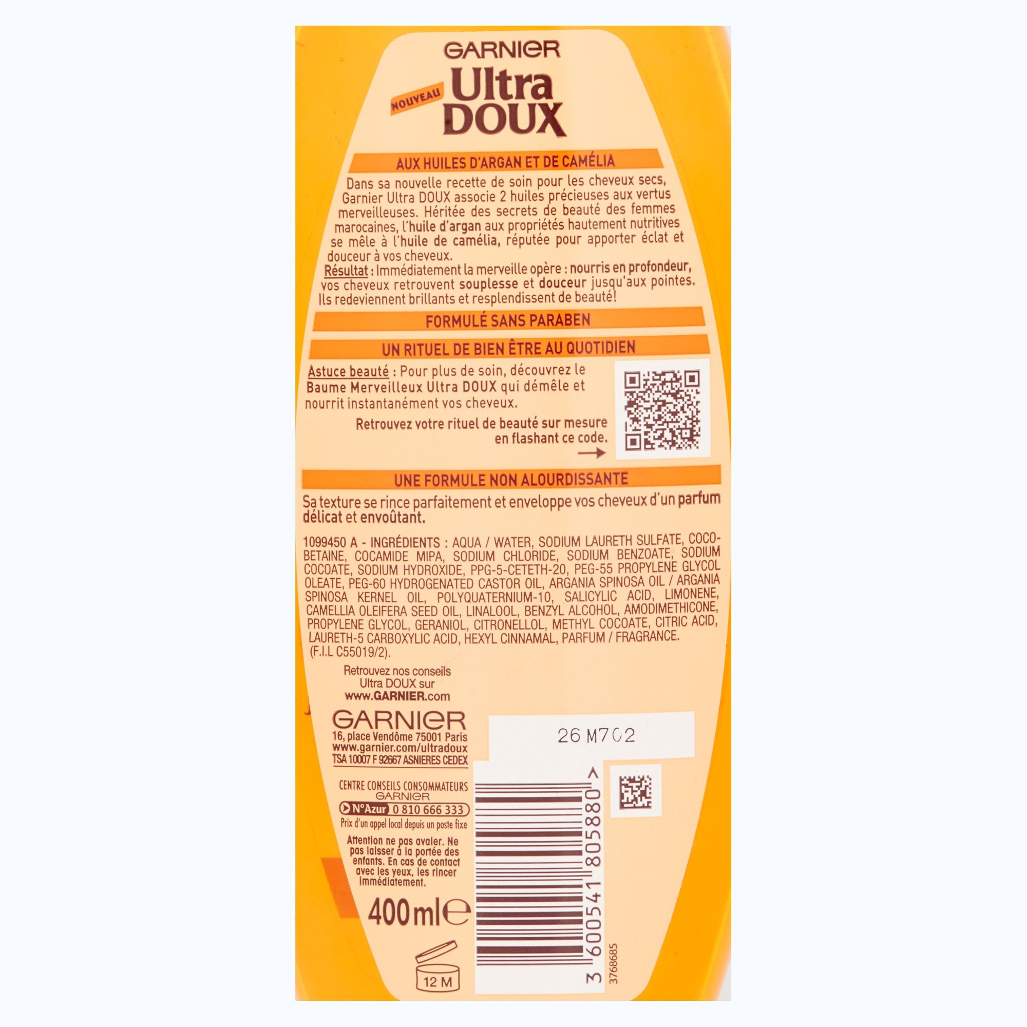 Garnier Ultra Mild Argan and Camellia Oil Shampoo for Dry Hair 400 ml, 400 ml (Pack of 1) - Image 4