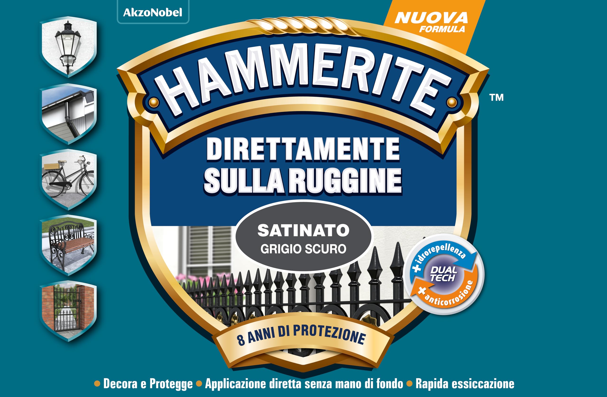 Hammerite Direttamente Sulla Ruggine Satinato Grigio Scuro 2,5 L