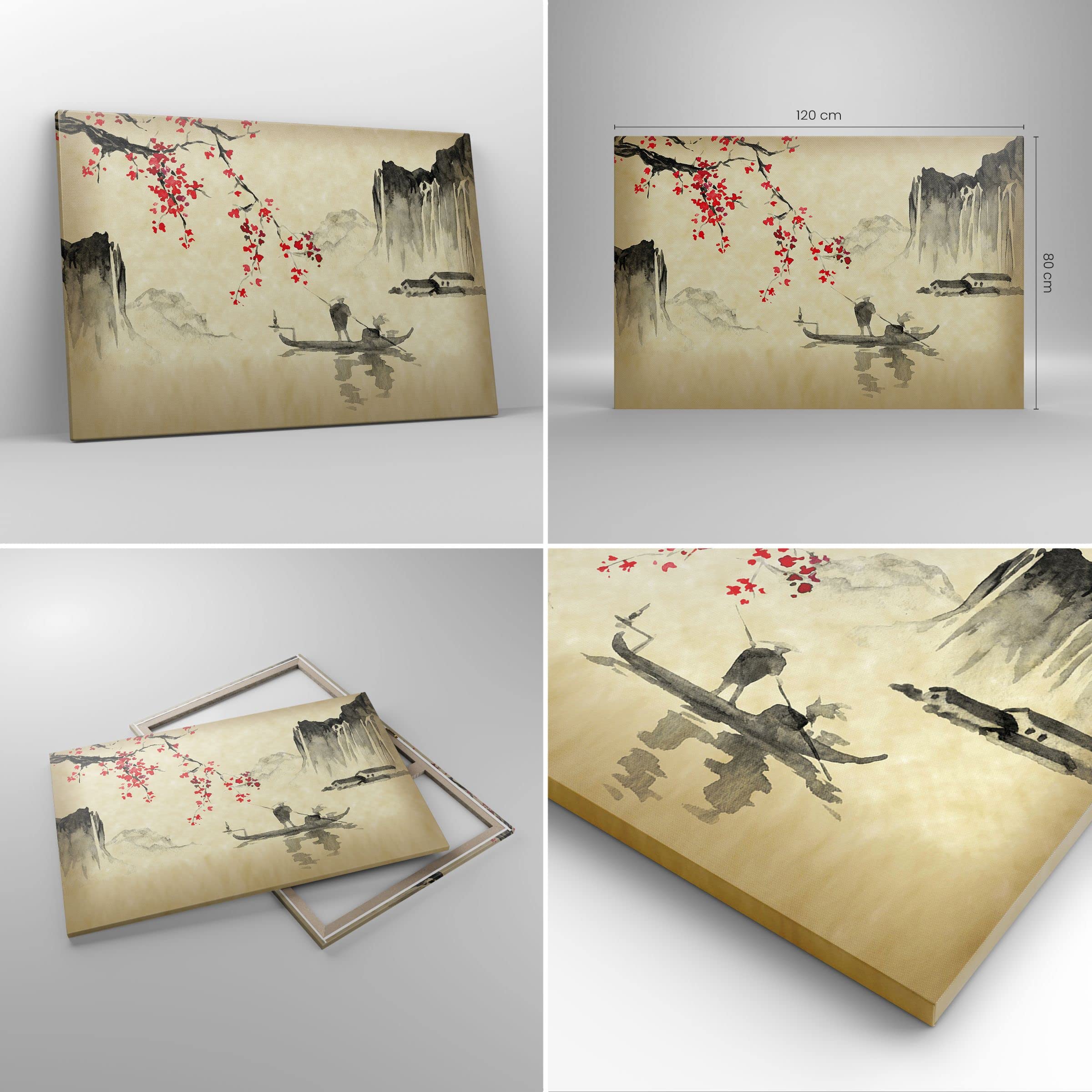 Quadri Moderni su Tela 120x80 cm Stampe da Parete Paesaggi Persone - 5020 | Fiore Ciliegie Giappone Quadro Decorativo XXL 1 pezzo Soggiorno Camera da Letto Arte da Parete Decorazione da Parete ARTTOR