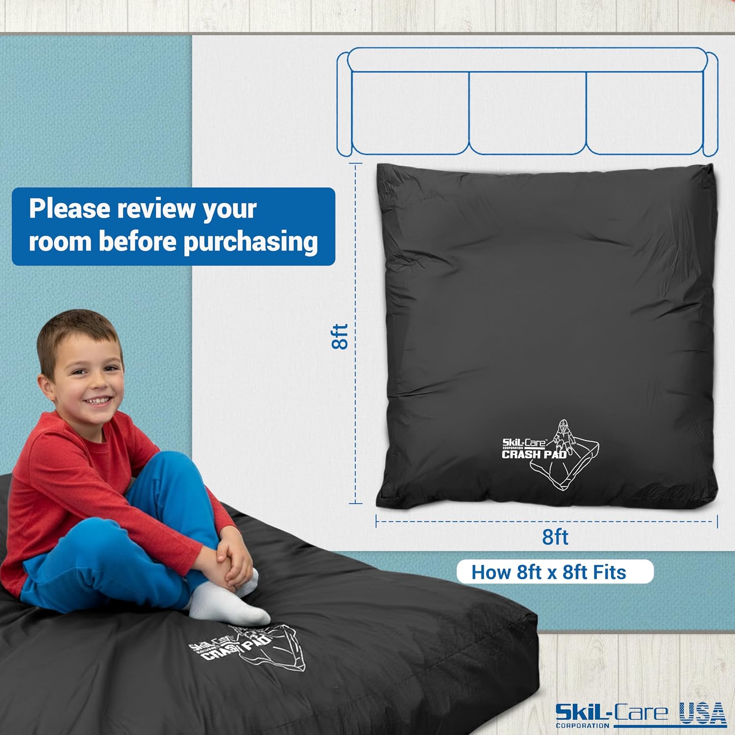 Skil-Care Crash Pad for Kids | Sensory Crash Mat for Active Play | High-Density & Soft Foam Blocks Landing Zone | Kids Jumping Pillow for Indoor & Outdoors Use with Durable Nylon Cover - 8x8 feet