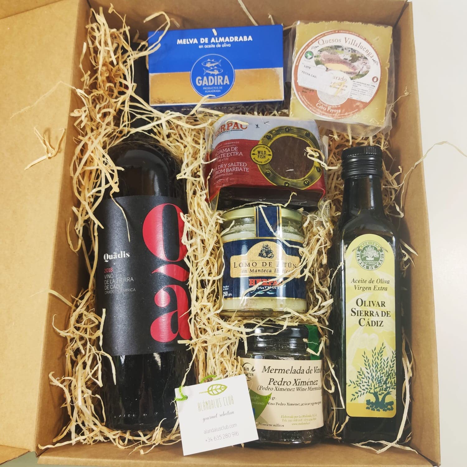 El Andaluz Lote de Navidad Gourmet con Queso Curado y Aceite de Oliva y Mermelada