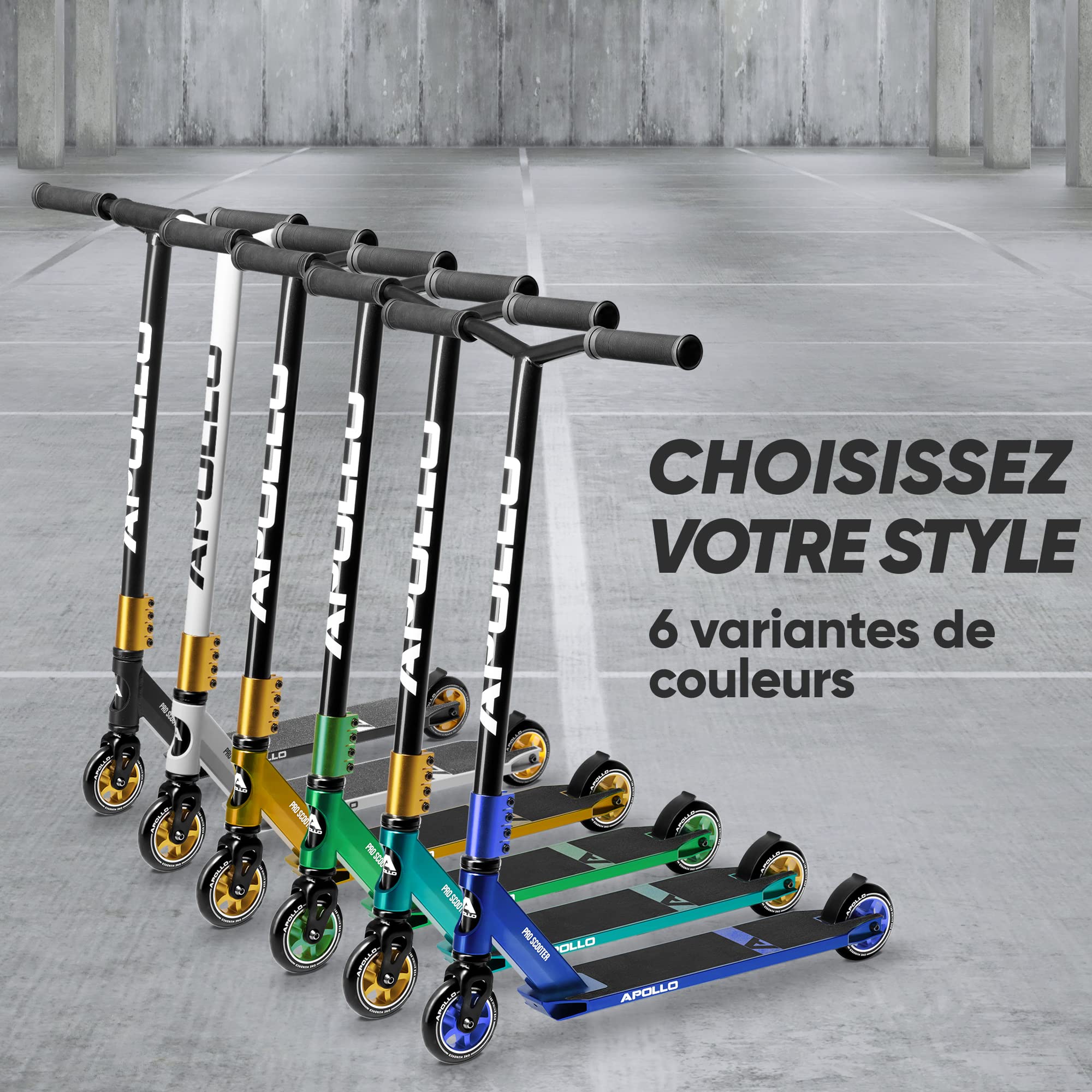 Apollo Stunt Scooter Star Pro - Semi Pro Stunt Scooter Robuste avec roulements à Billes ABEC 9, Fun Scooter, Kick Scooter, Trick Scooter, Freestyle Scooter