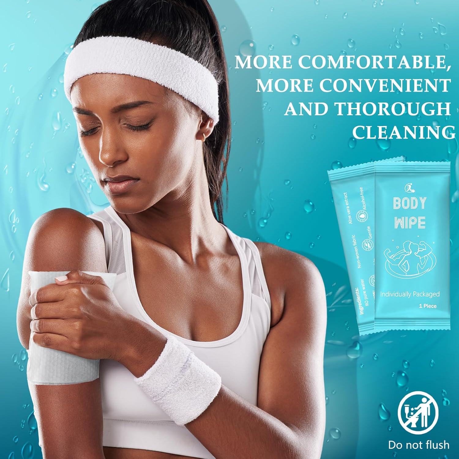 Timgle 200 Pcs Acidified Deodorant Body Wipes Face and Body Wipes for Adults Pearl Pattern Wet Shower with Aloe Bathing Disposable Individually Wrapped Cleansing for Travel Gym - Image 7