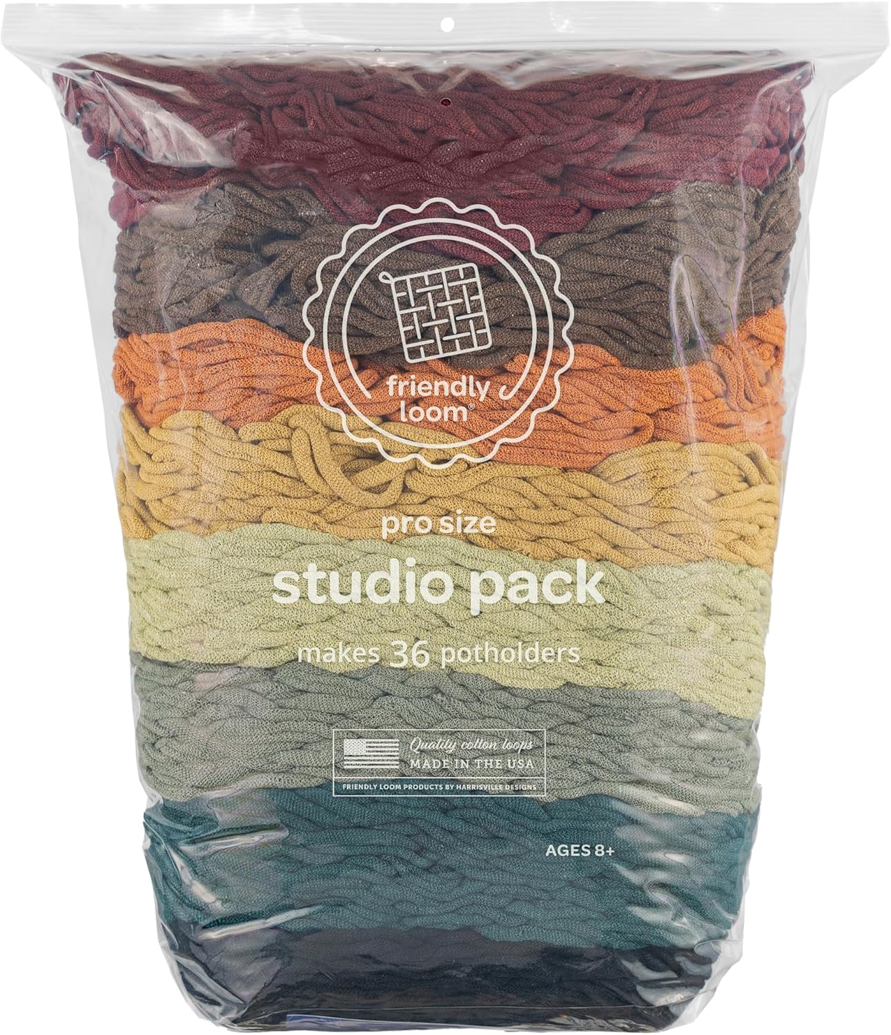 friendly loom Quality Cotton Weaving Loops in Earthtone Inspired Colors – 10” PRO Size | Weave 36 Functional Potholders | Made in the USA