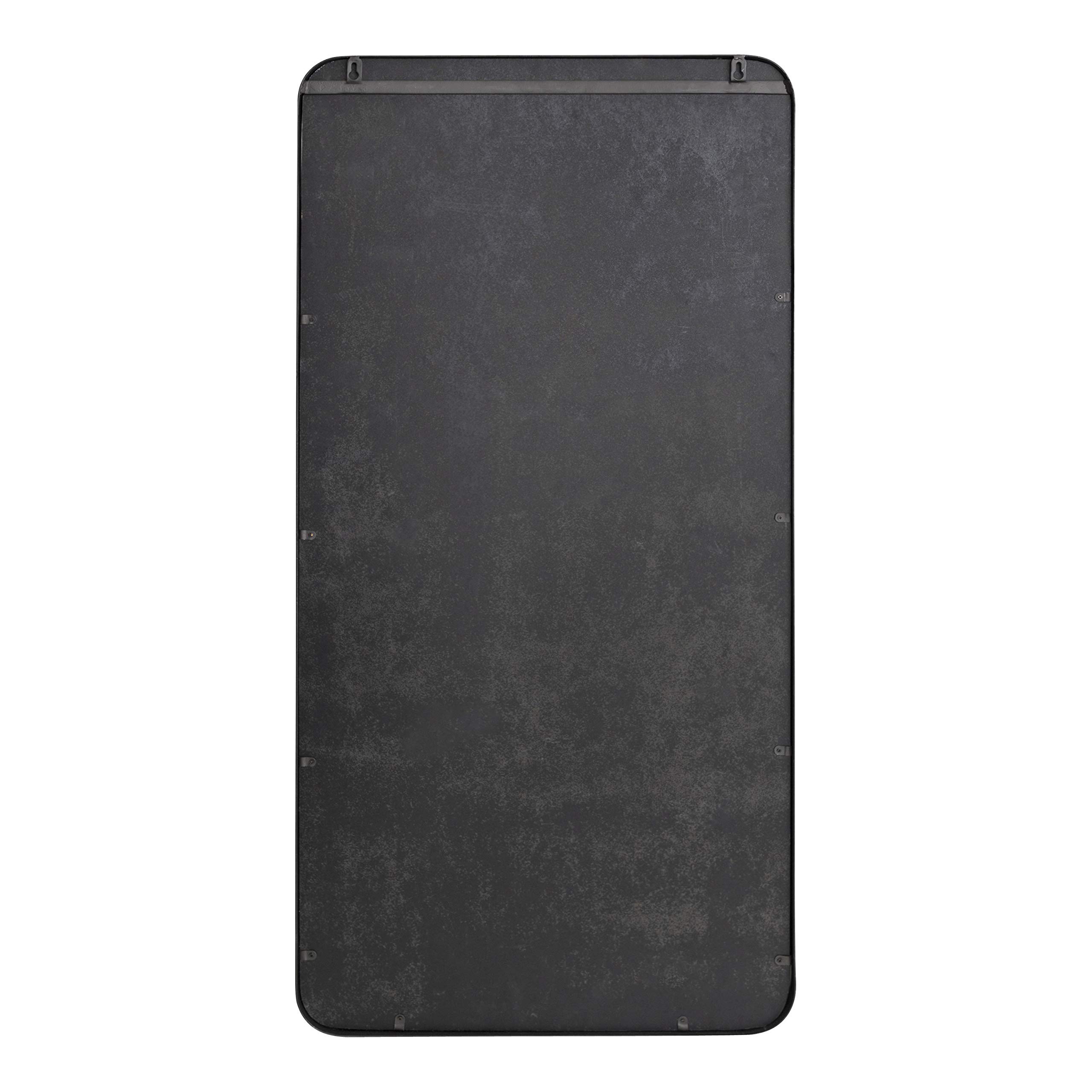 Kate and Laurel Armenta Modern Soft Rectangle Metal Framed Mirror, 20 x 42, Dark Charcoal Gray, Functional Industrial Accent for Wall